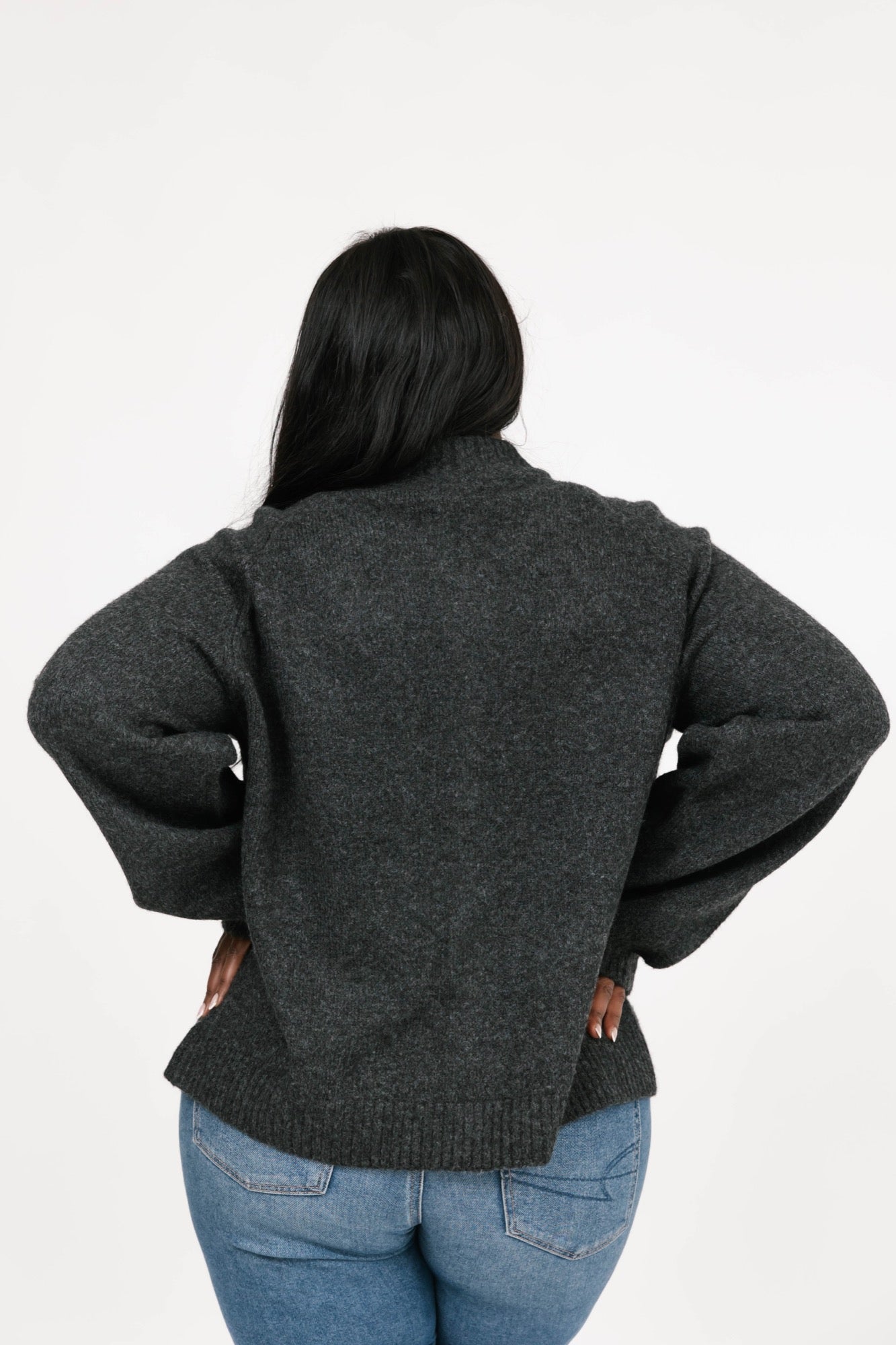 Rory Zip Up Sweater in Charcoal Mix