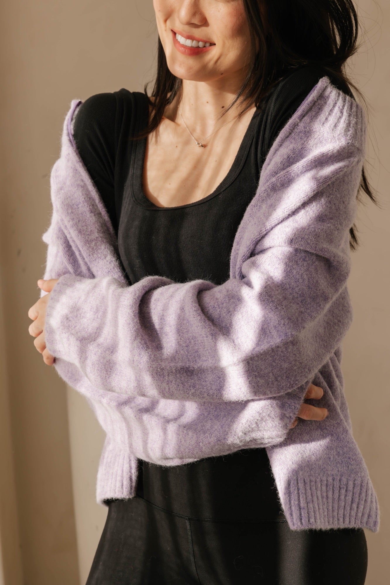 Rory Zip Up Sweater in Lavender