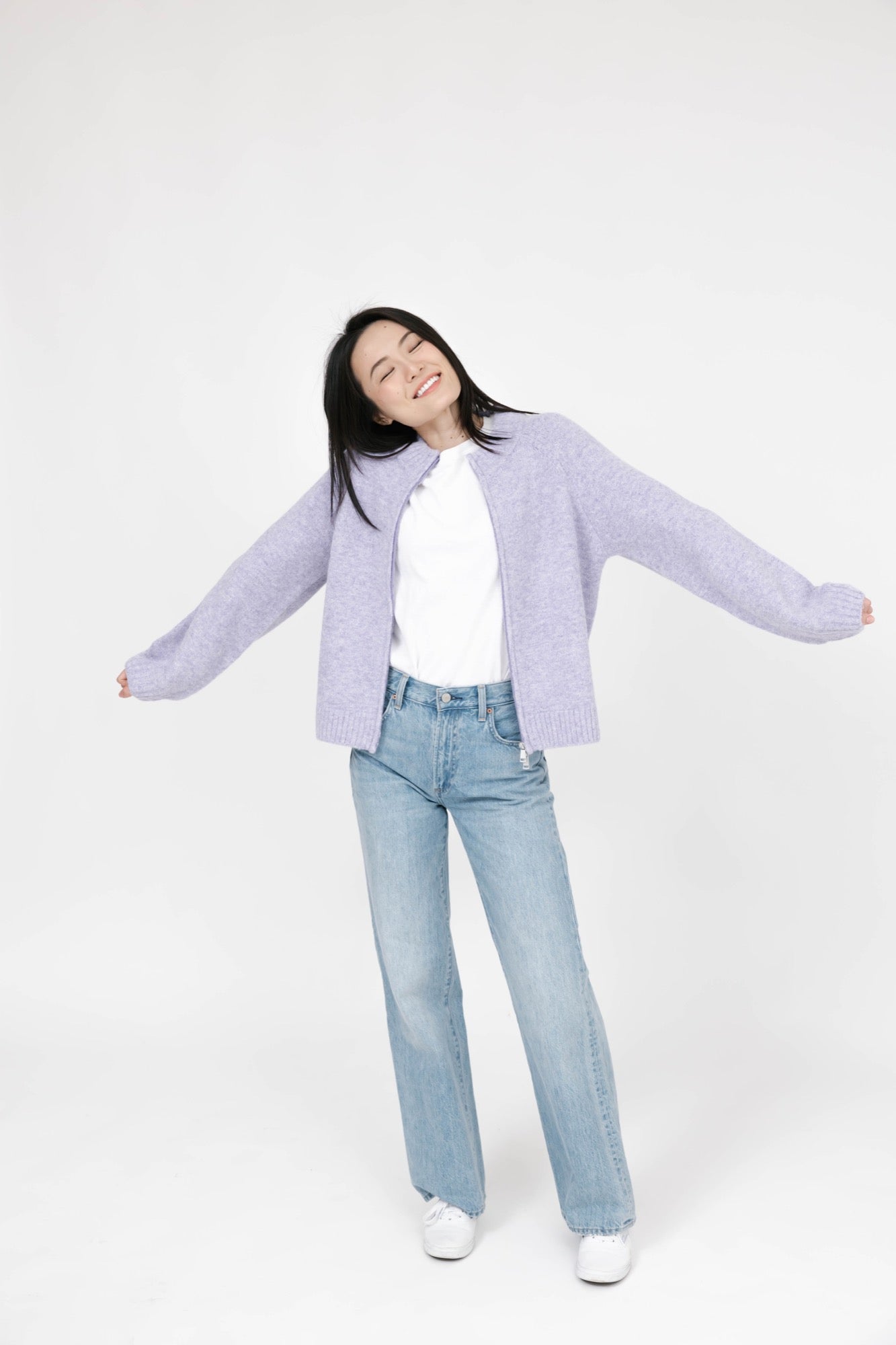 Rory Zip Up Sweater in Lavender