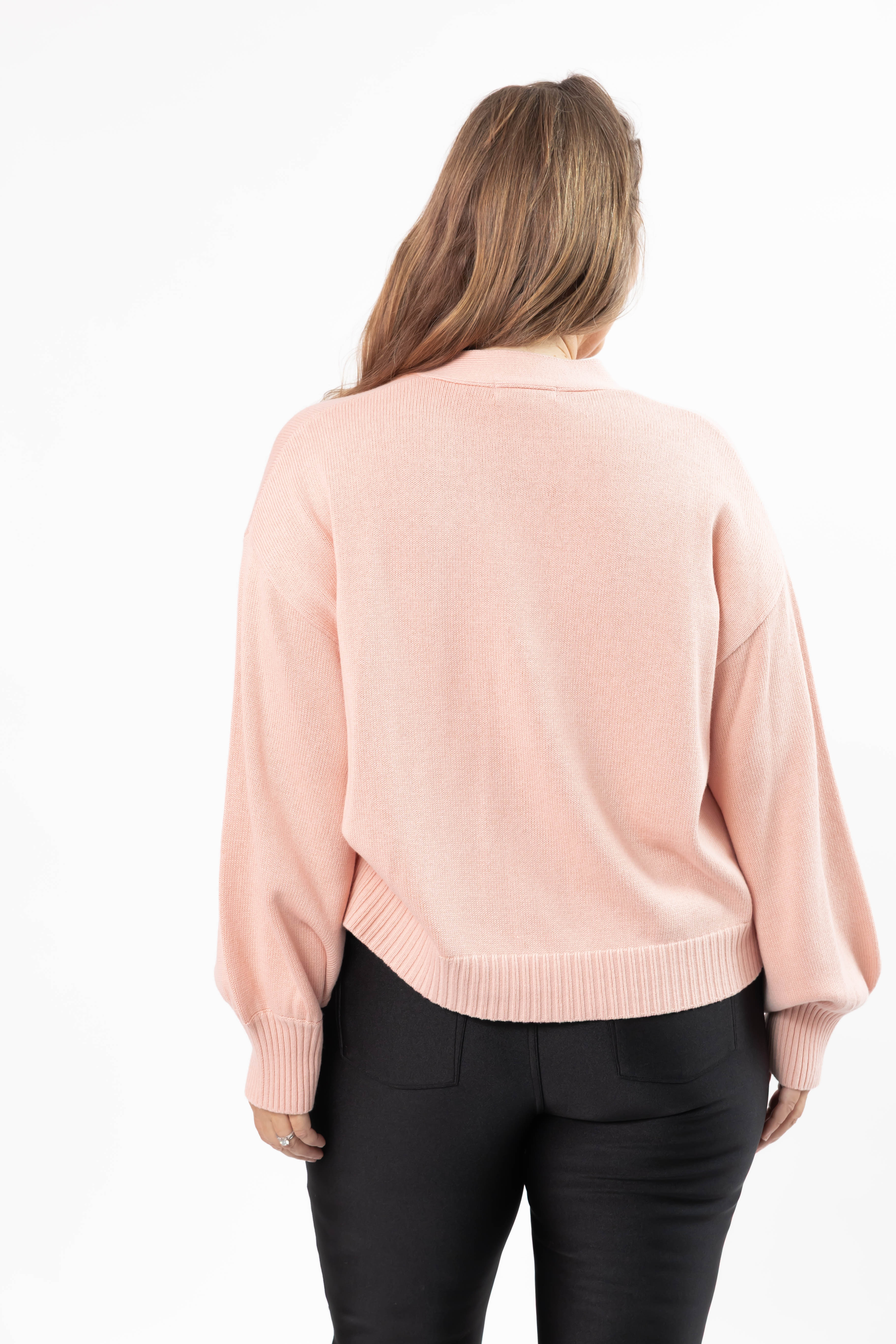 Rosette Cardigan in Blushing Pink