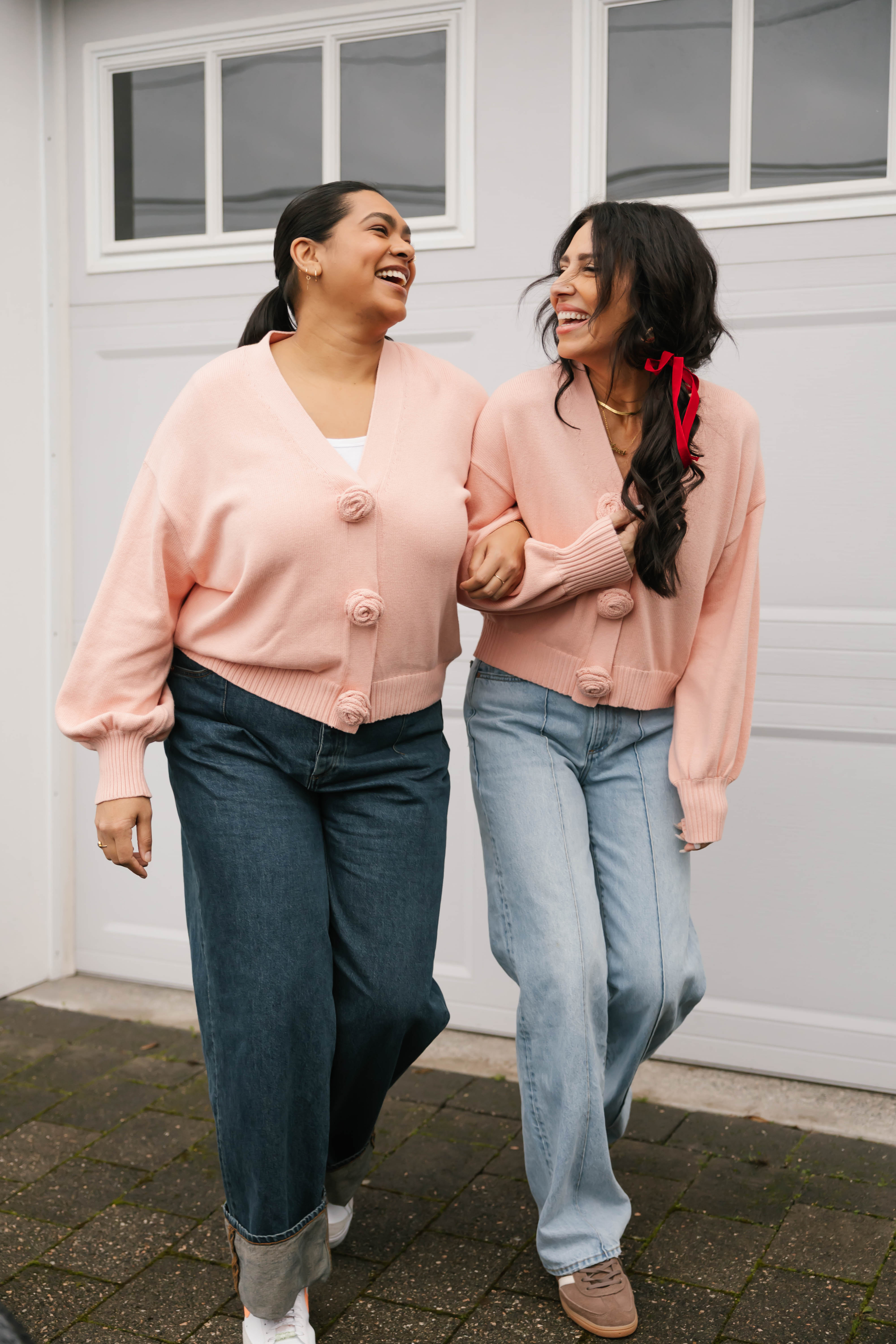 Rosette Cardigan in Blushing Pink