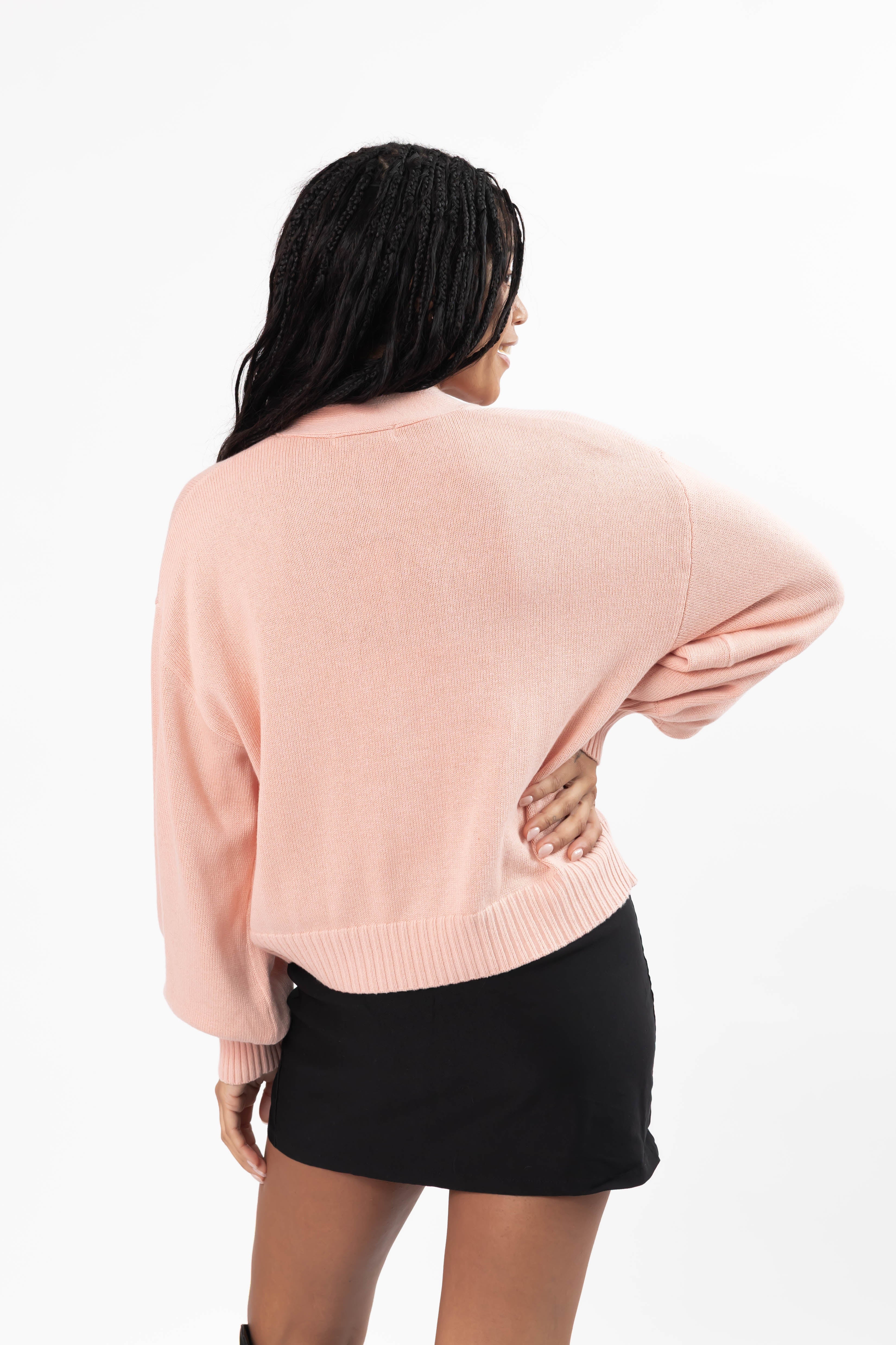 Rosette Cardigan in Blushing Pink