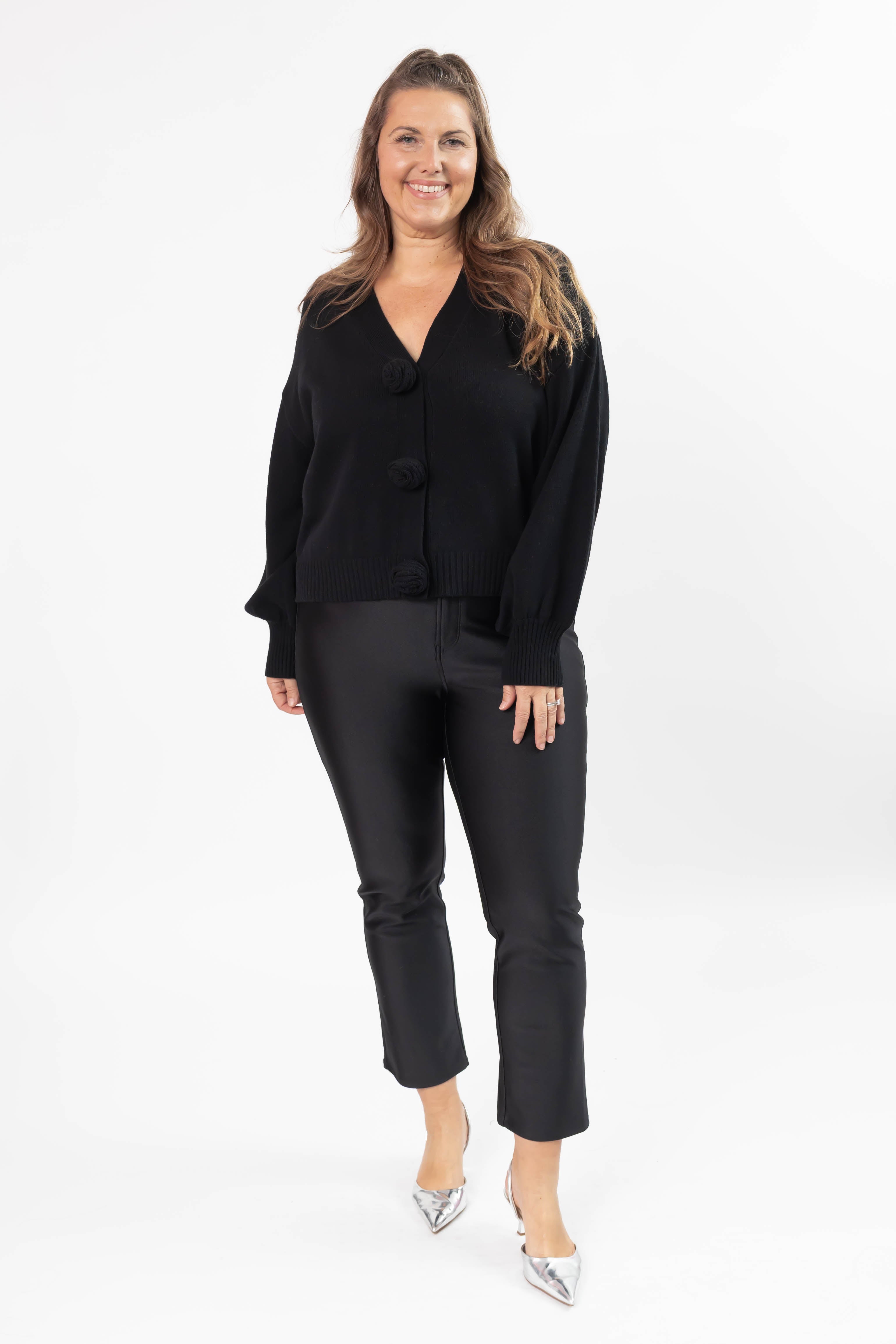 Rosette Cardigan in Midnight Black – Smash + Tess