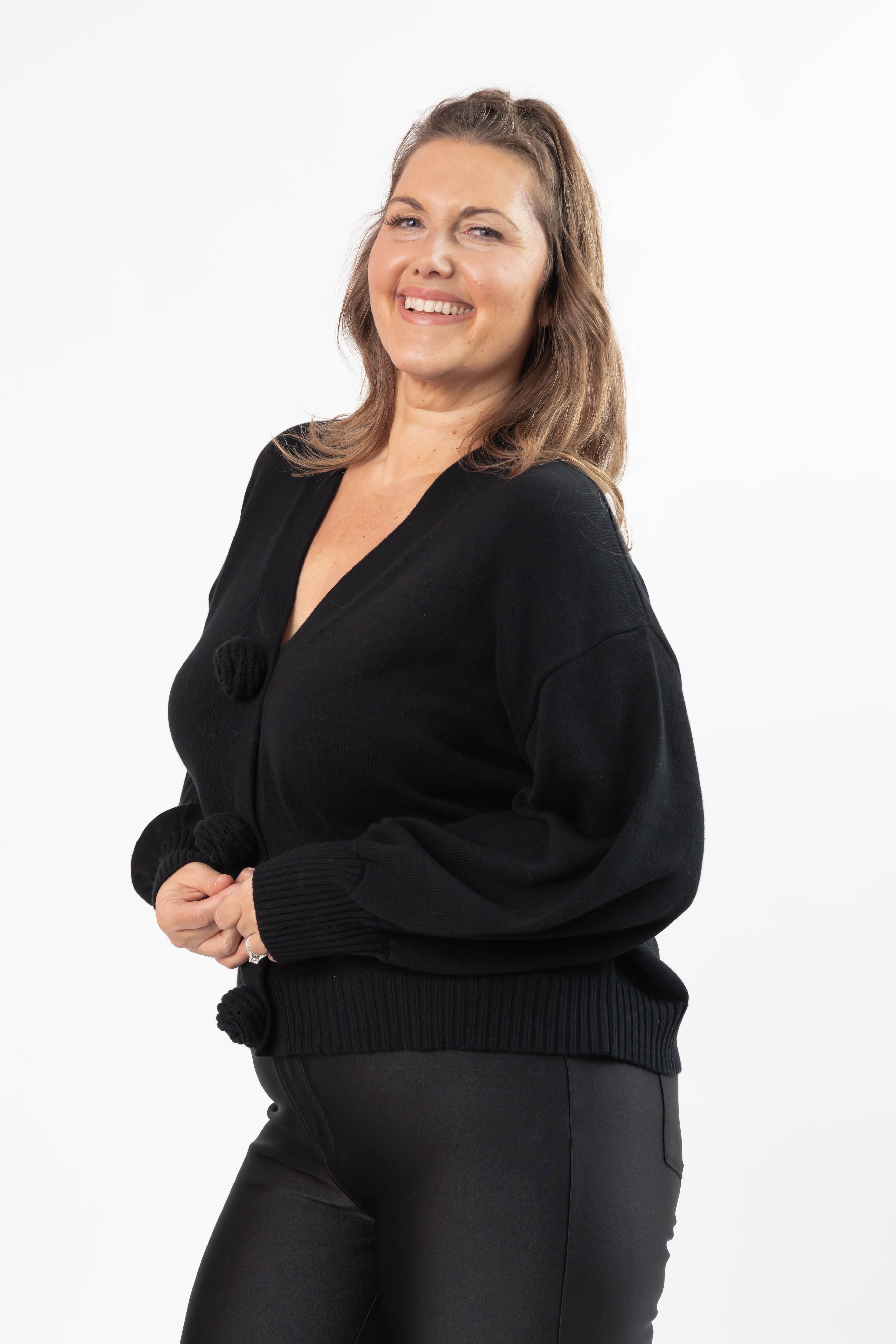 Rosette Cardigan in Midnight Black