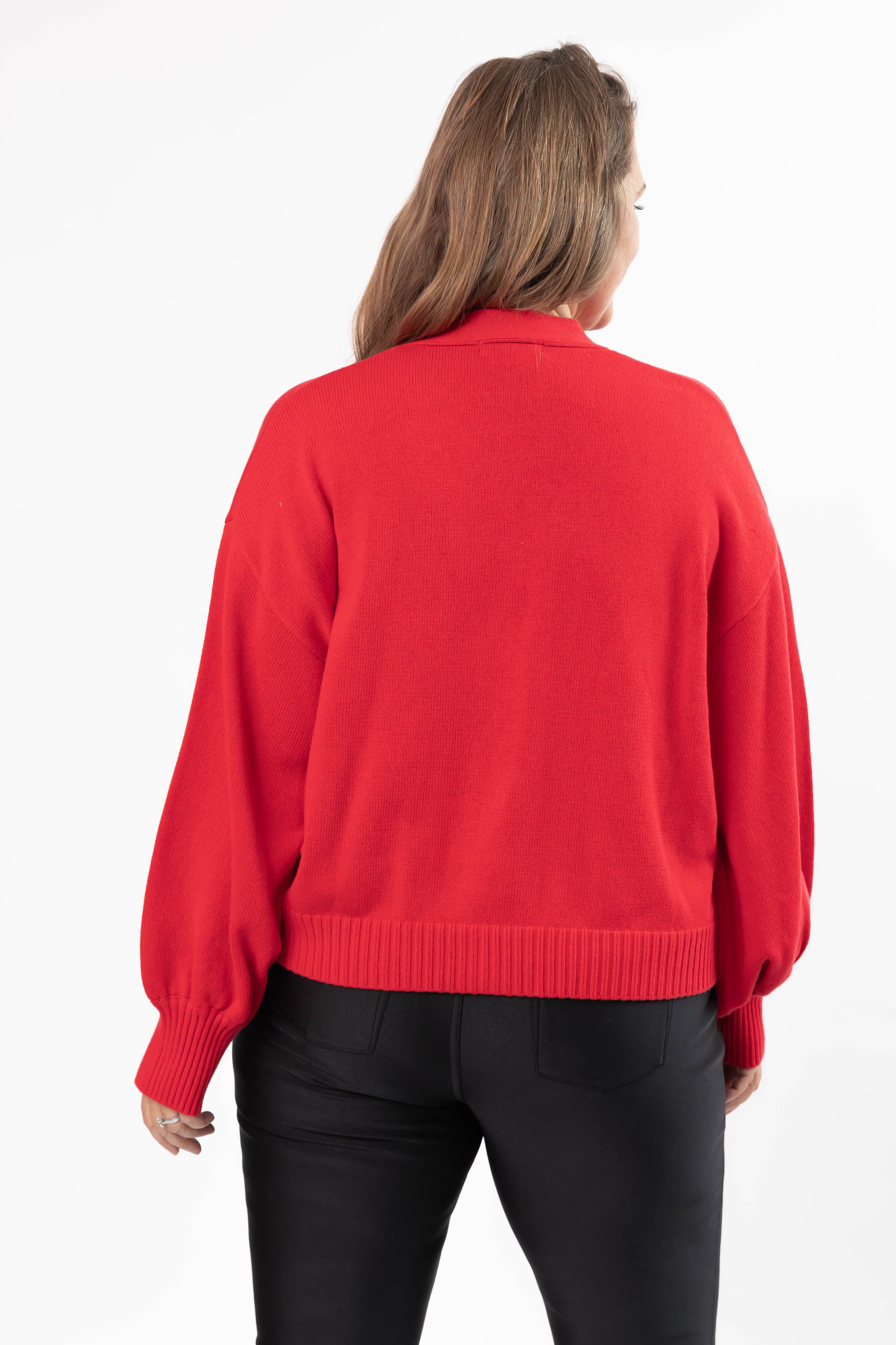 Rosette Cardigan in Red