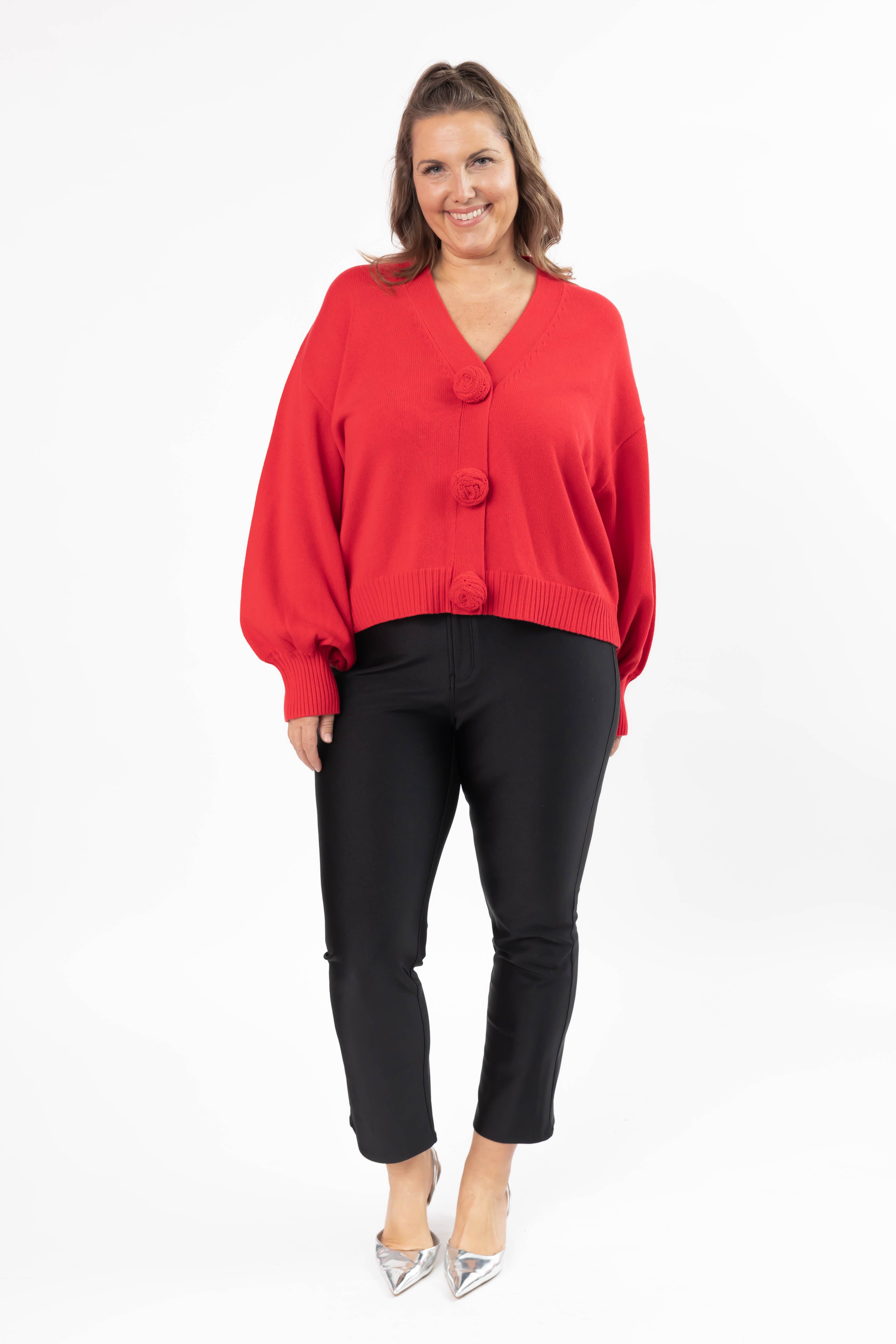 Rosette Cardigan in Red