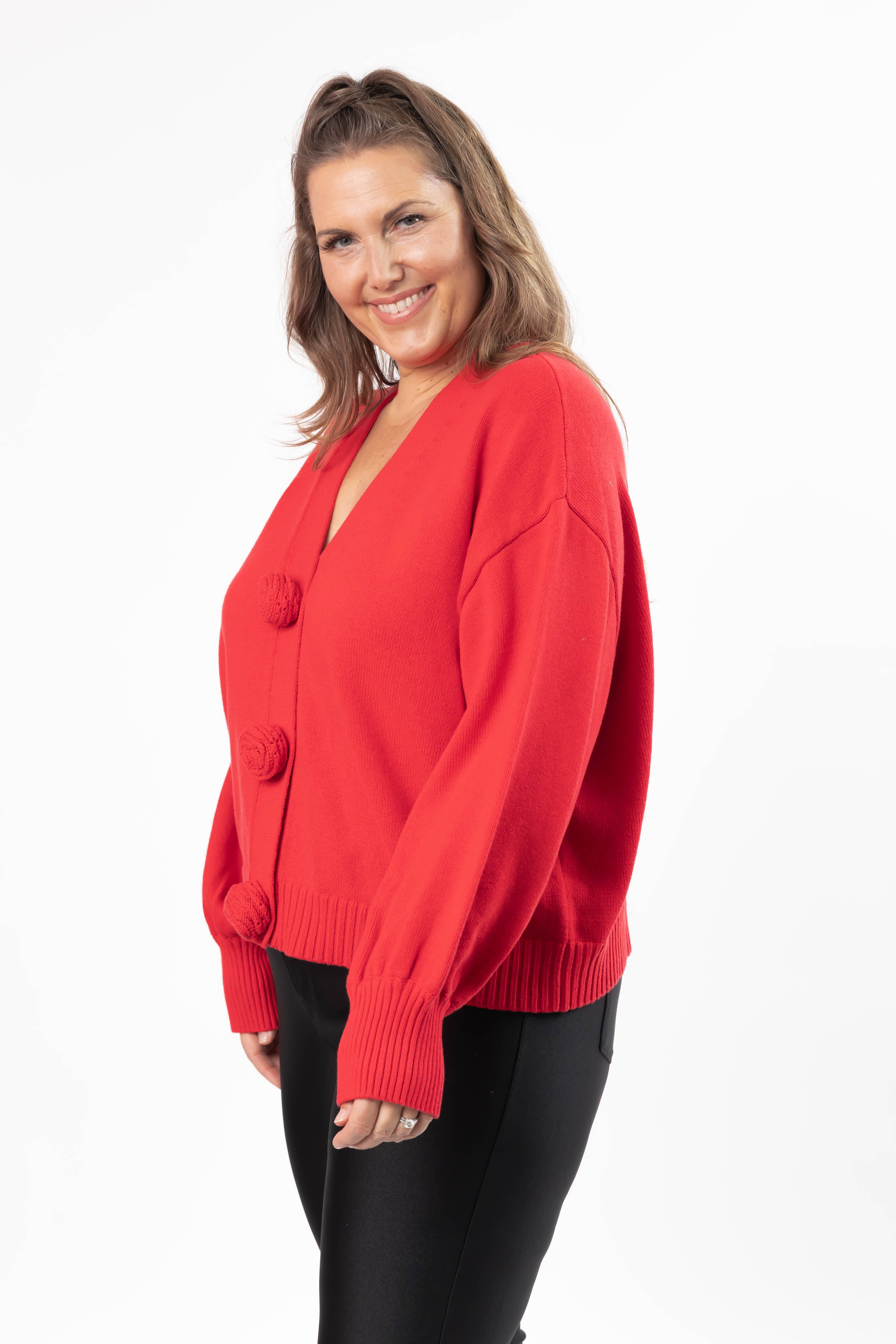 Rosette Cardigan in Red