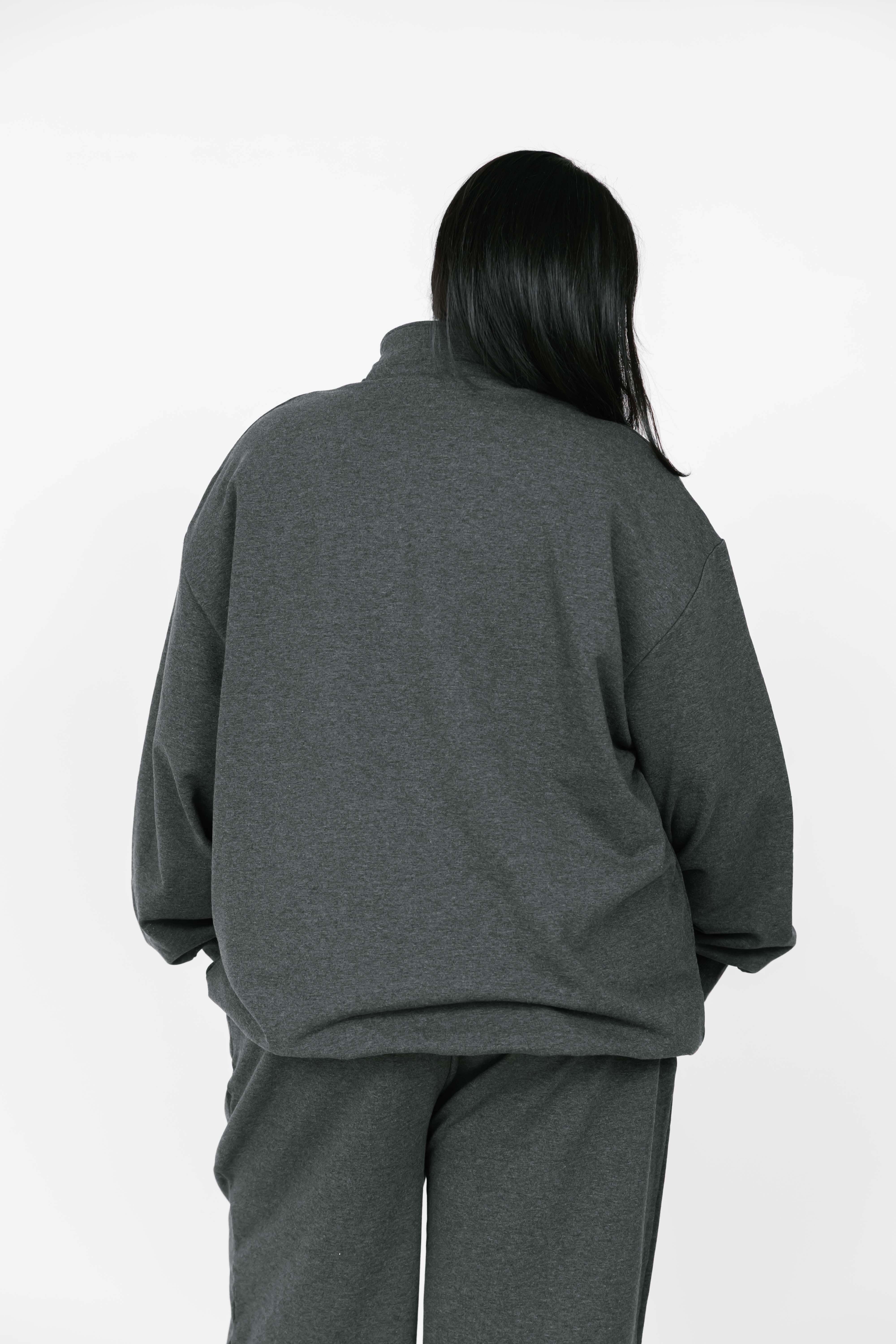 Sara Sweatfleece 1/4 Zip Top in Heather Charcoal