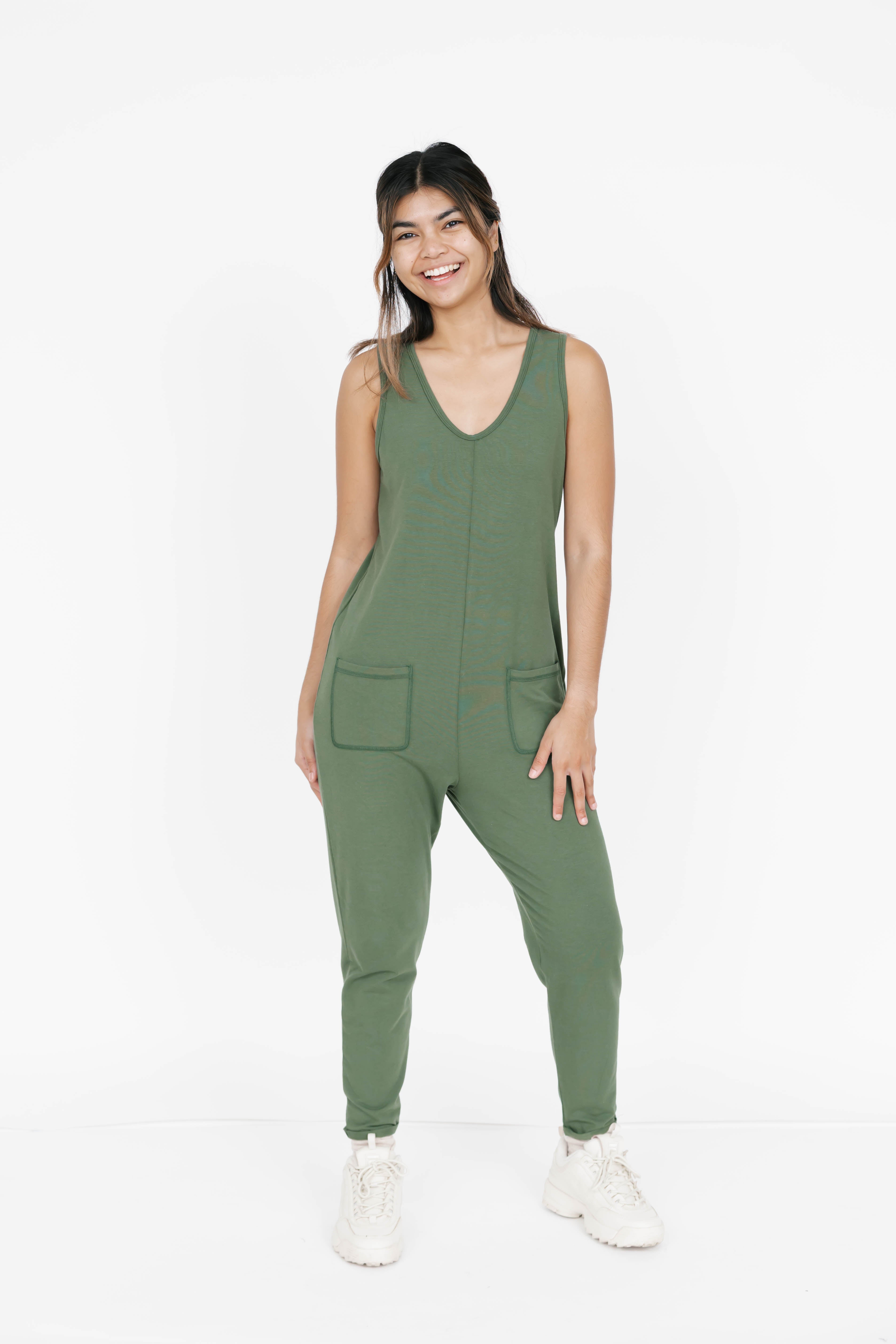 Saturday Romper in Moss Green