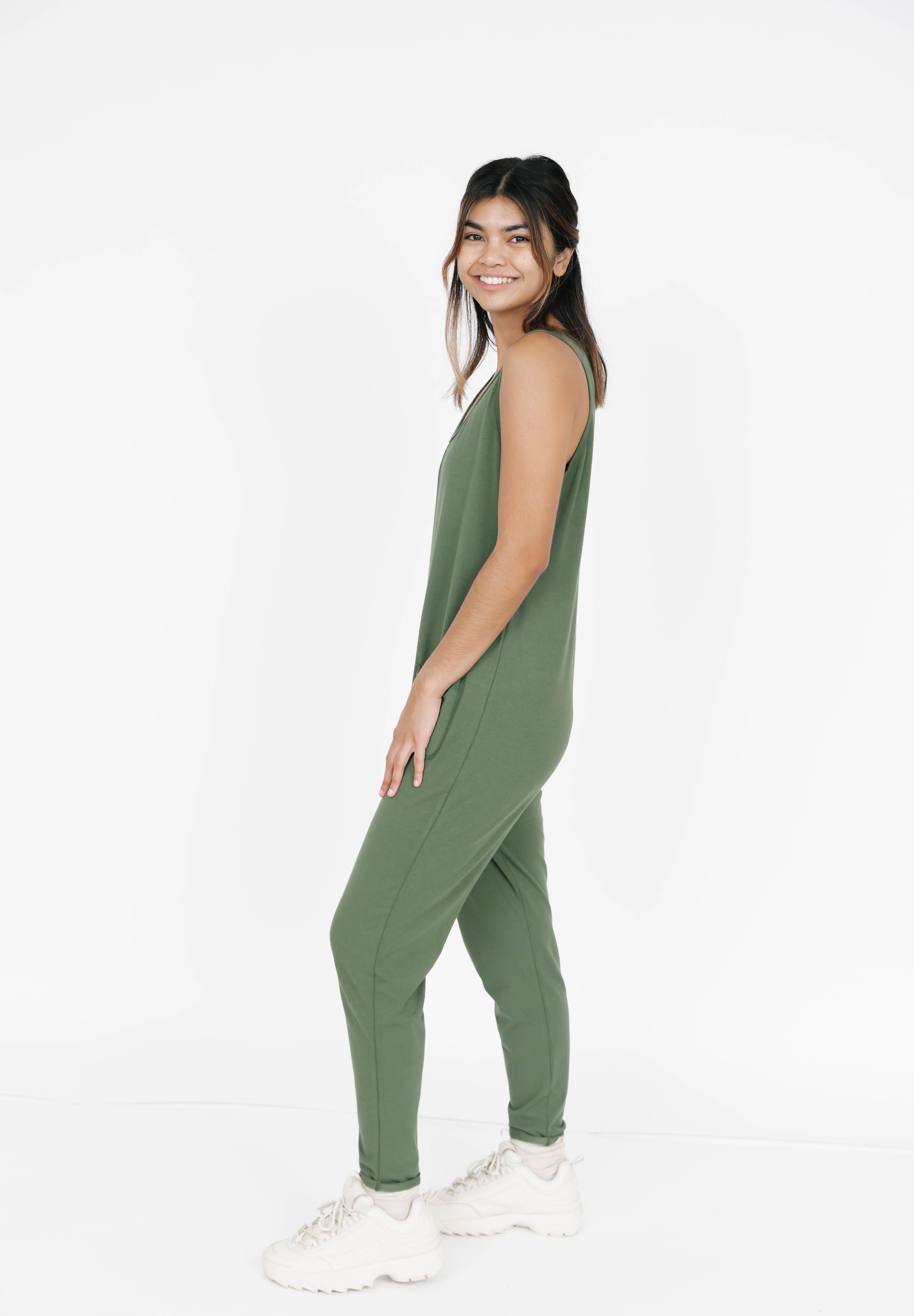 Saturday Romper in Moss Green