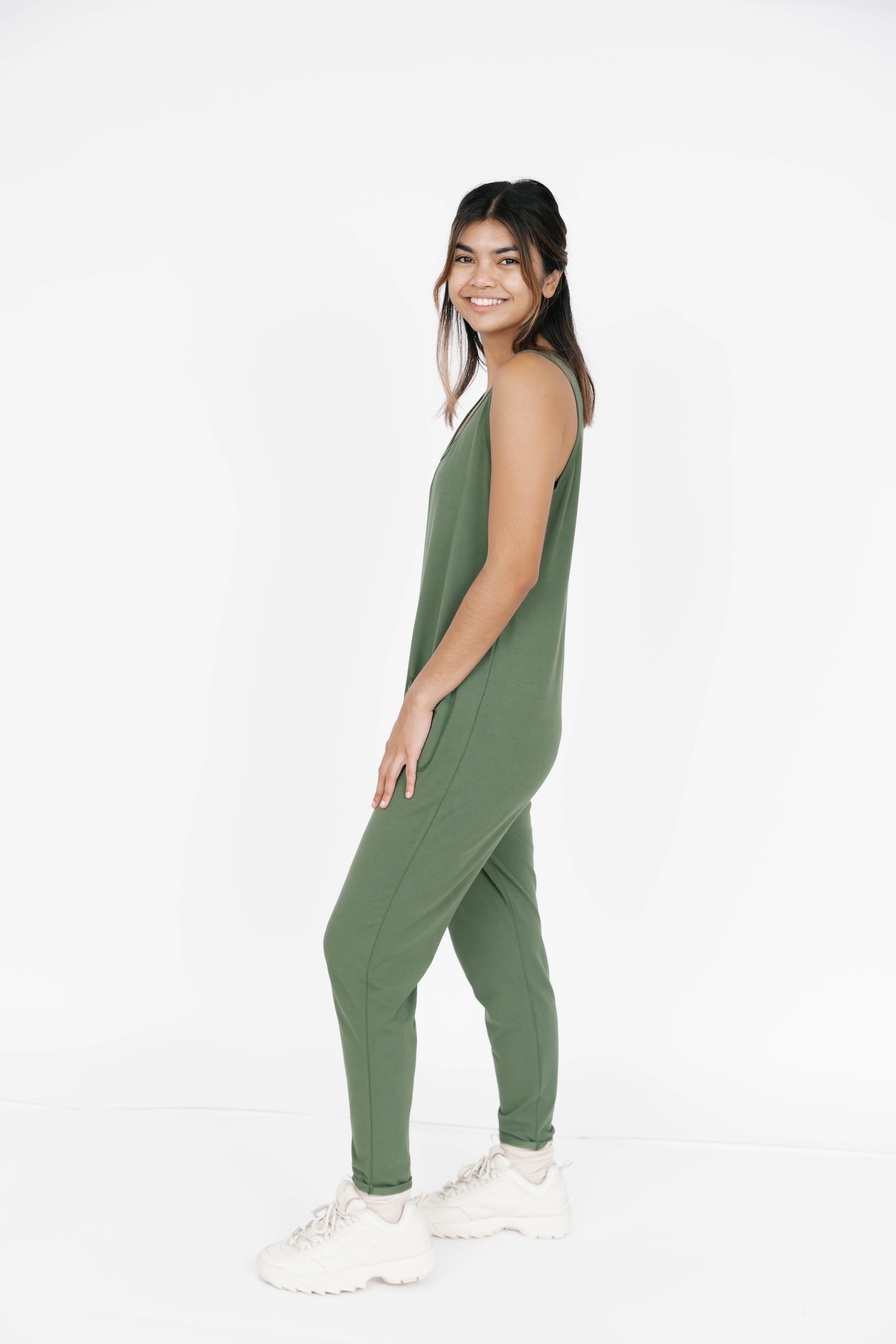 Saturday Romper in Moss Green