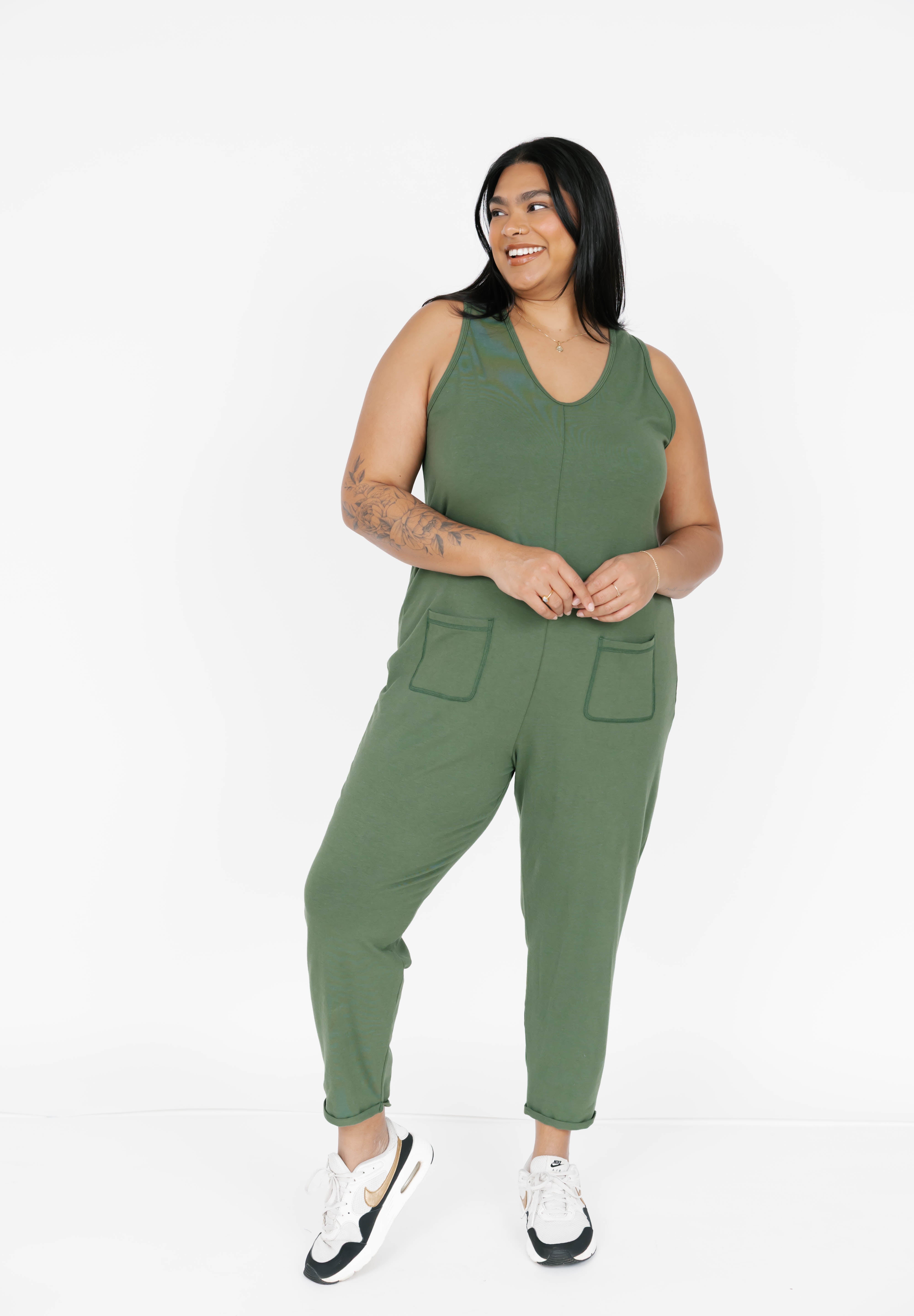 Saturday Romper in Moss Green