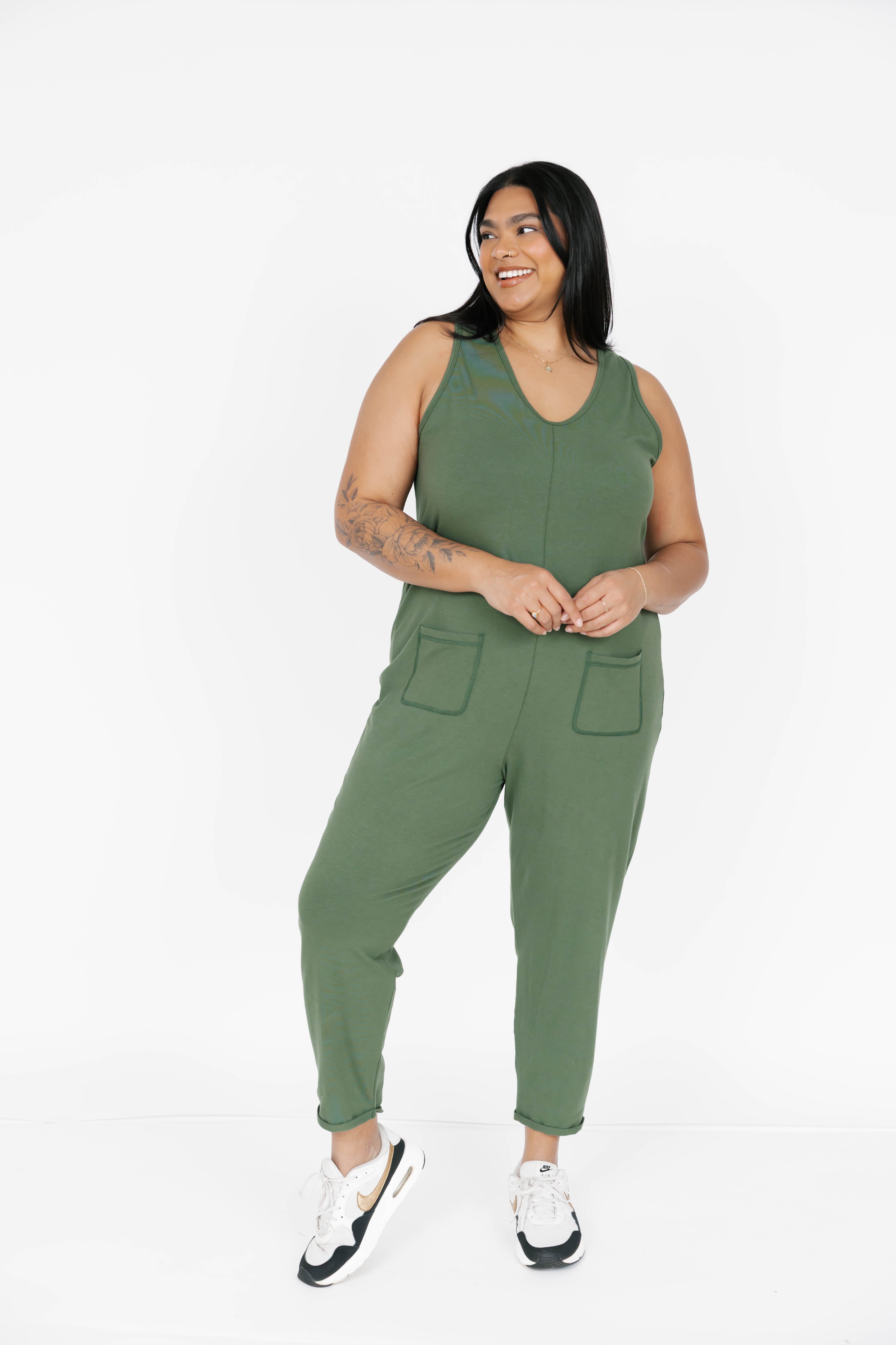 Saturday Romper in Moss Green