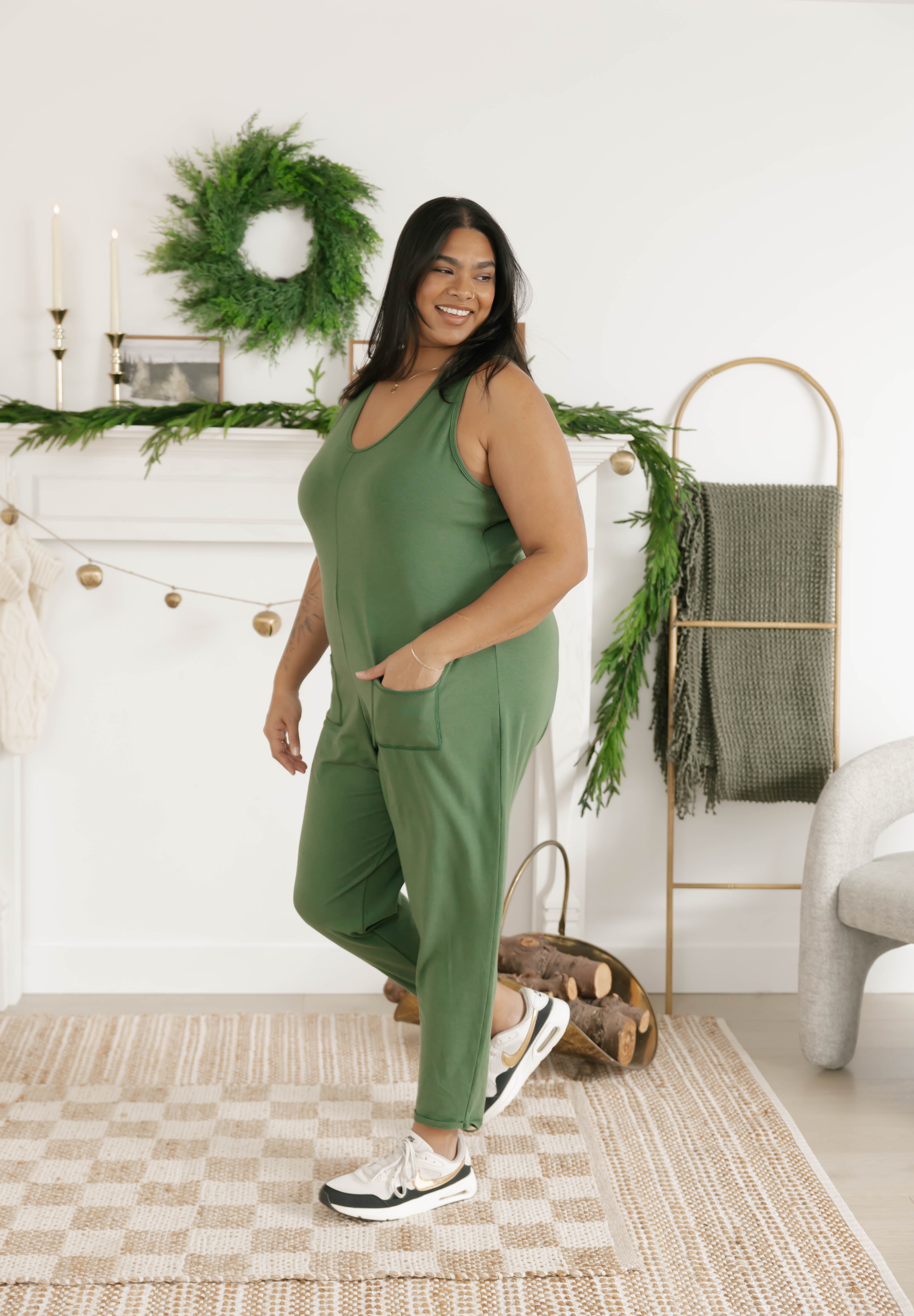 Saturday Romper in Moss Green