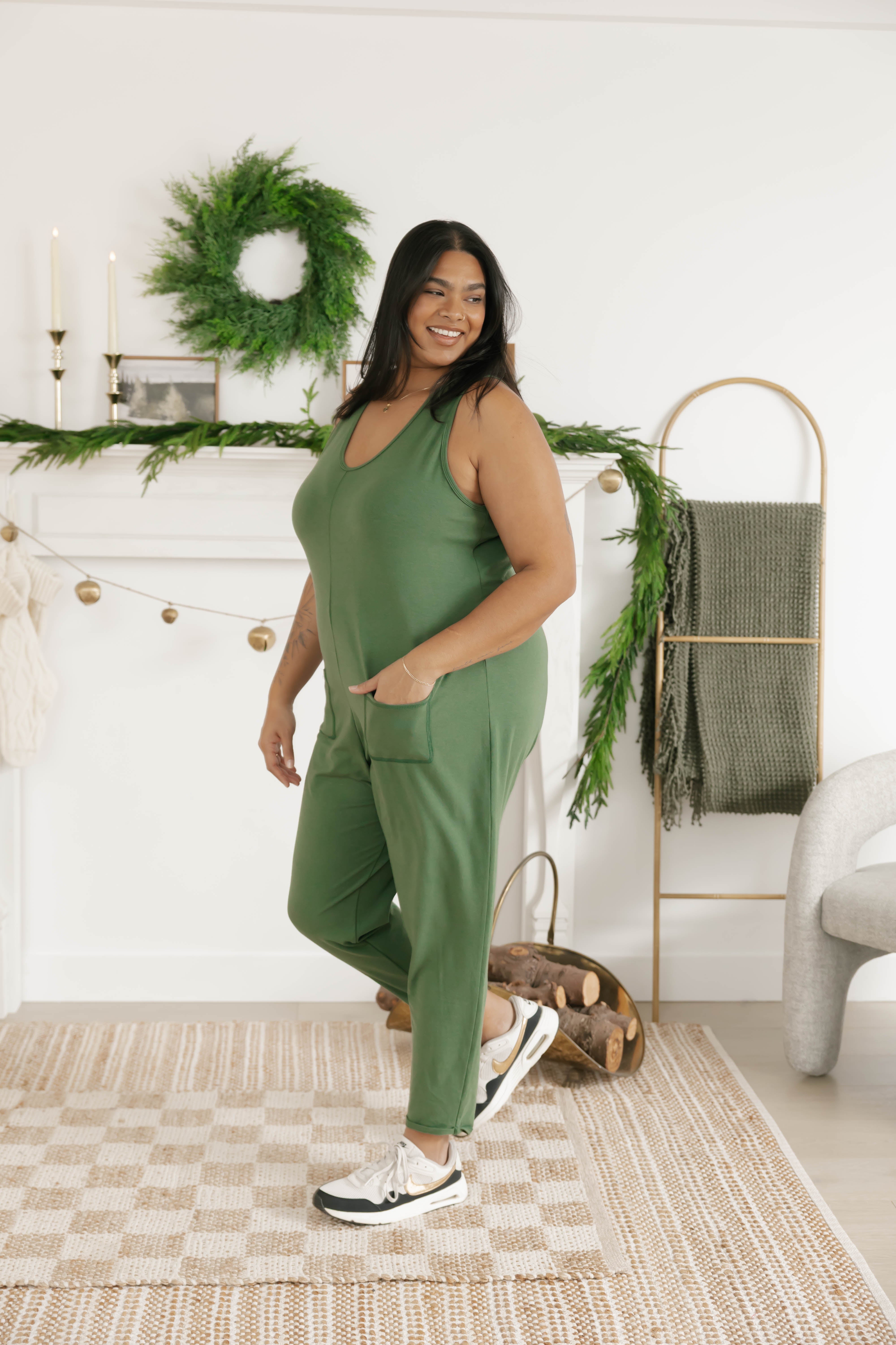 Saturday Romper in Moss Green