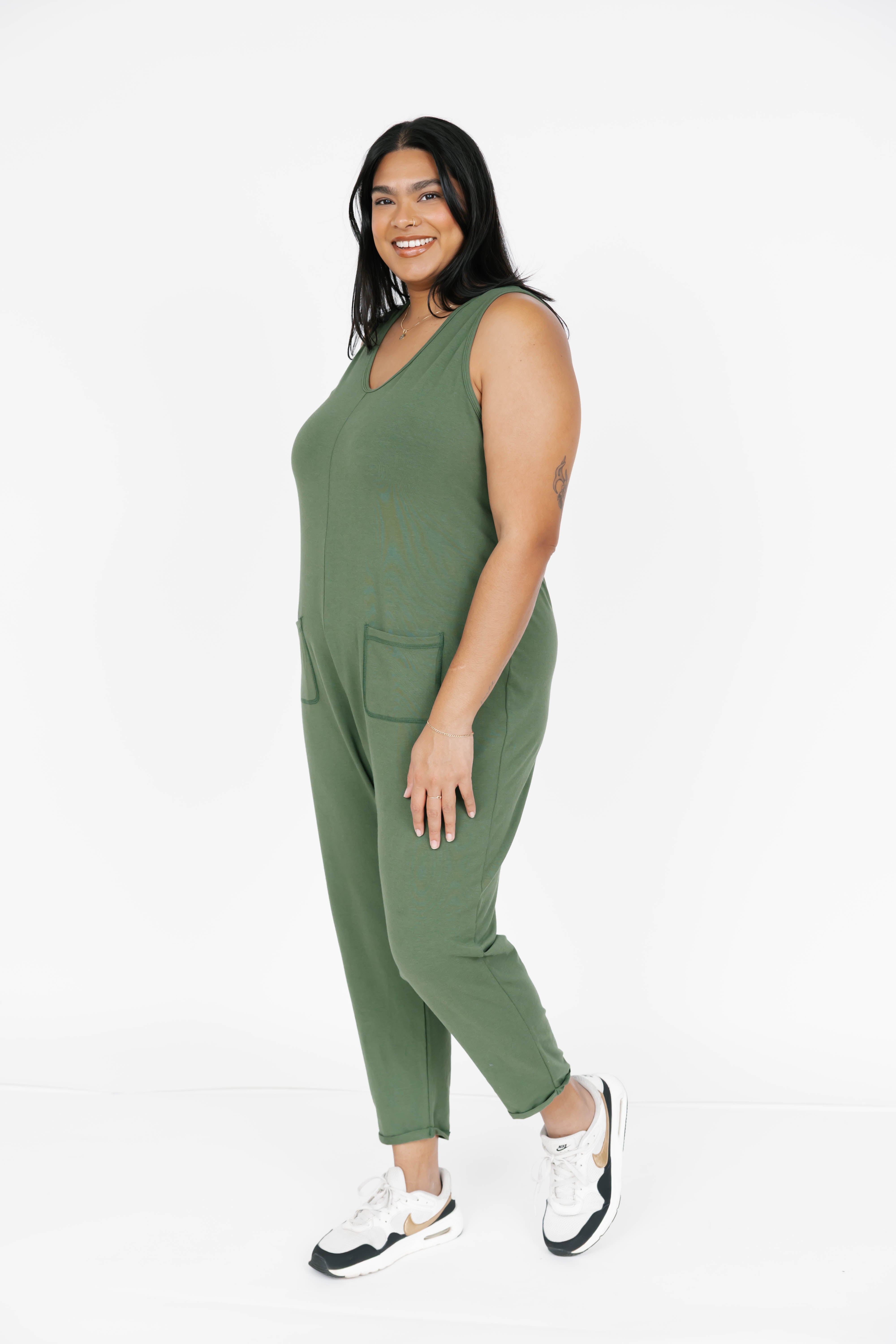 Saturday Romper in Moss Green