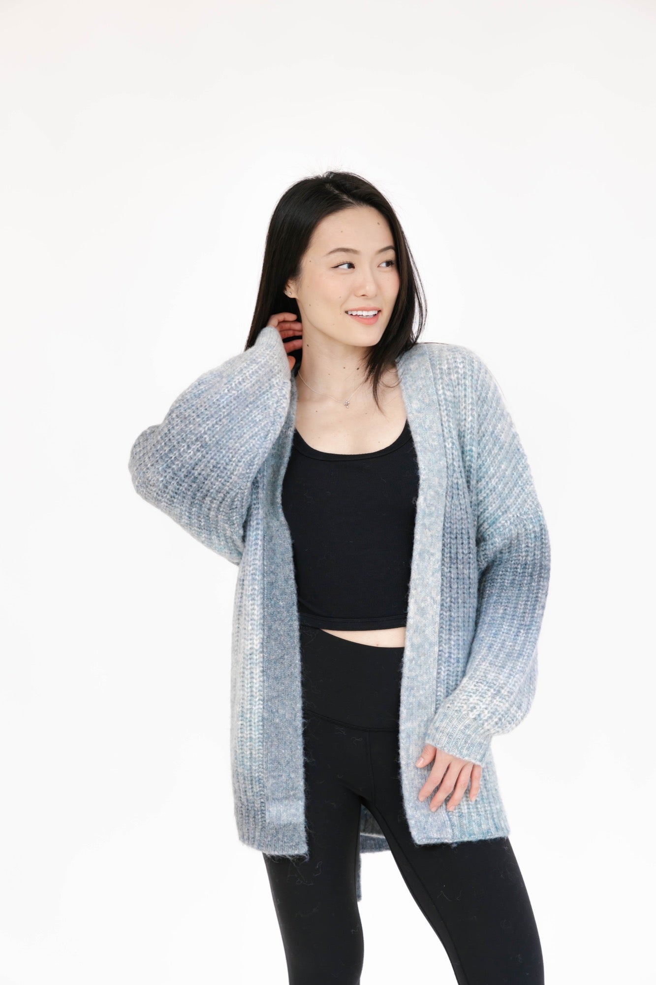 Serena Wrap Cardigan in Grey-Blue Ombre