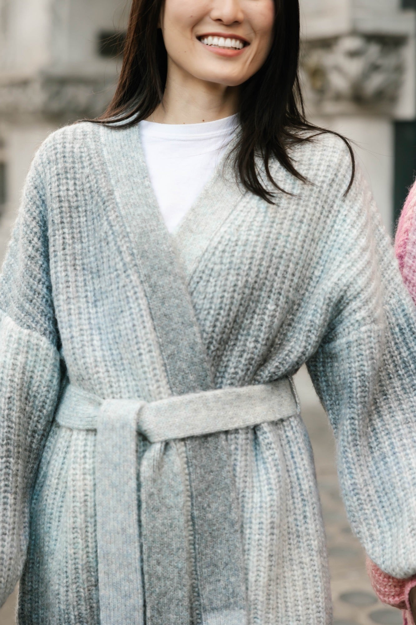 Serena Wrap Cardigan in Grey-Blue Ombre