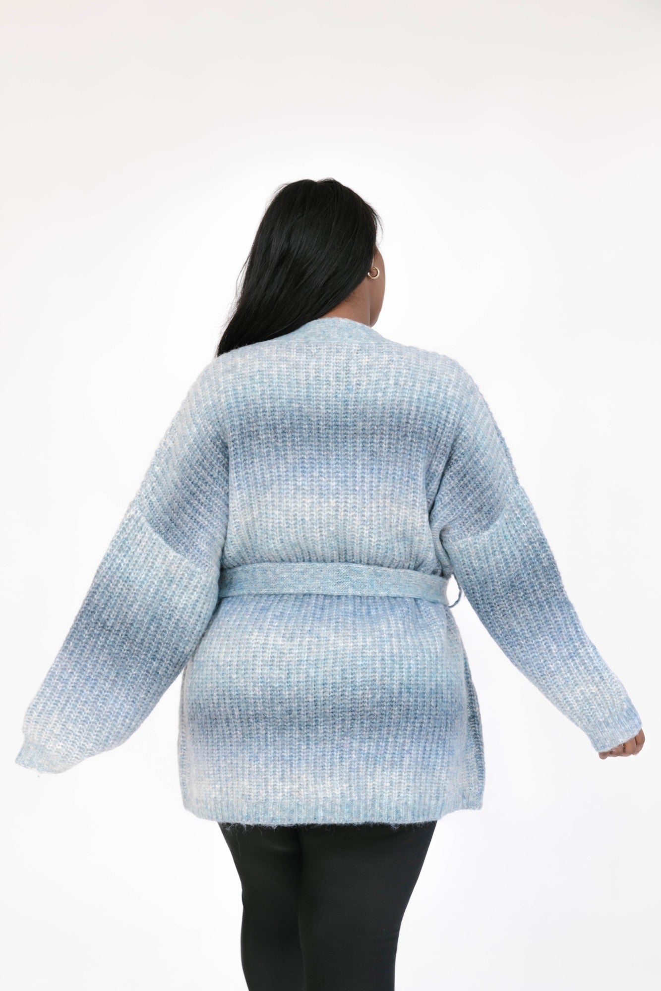 Serena Wrap Cardigan in Grey-Blue Ombre