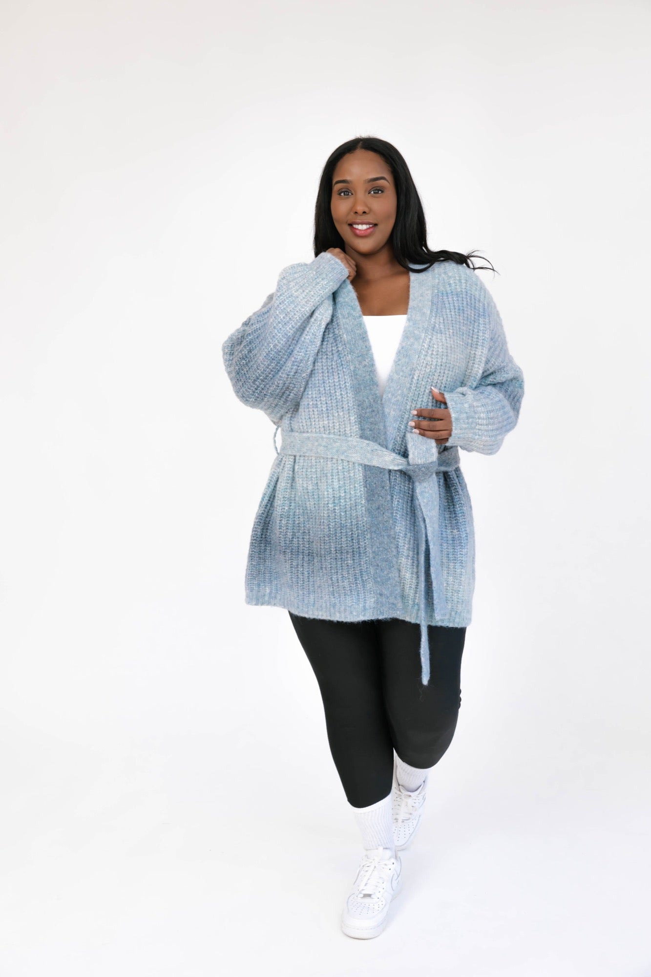 Serena Wrap Cardigan in Grey-Blue Ombre