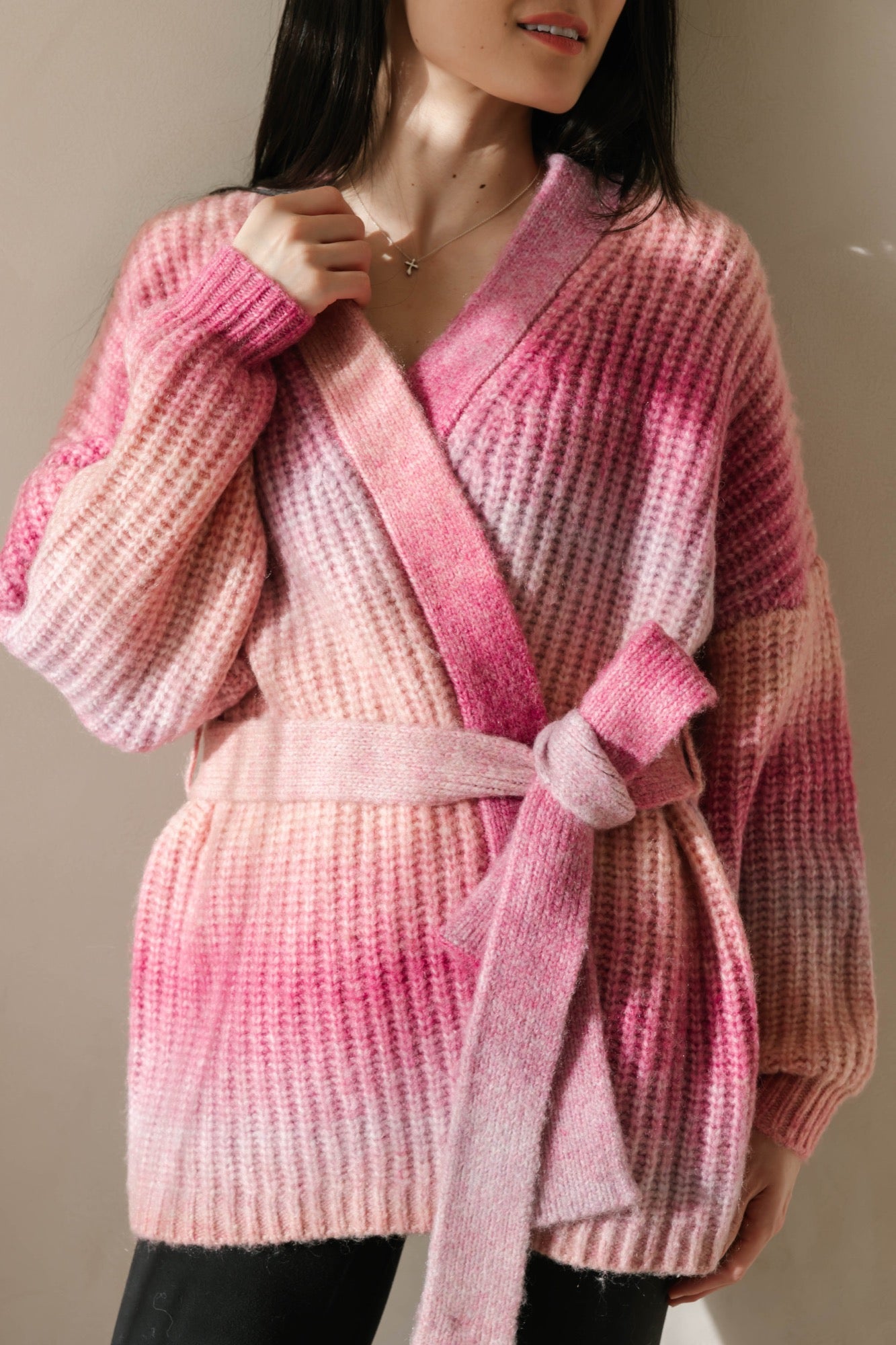 Serena Wrap Cardigan in Pink Ombre