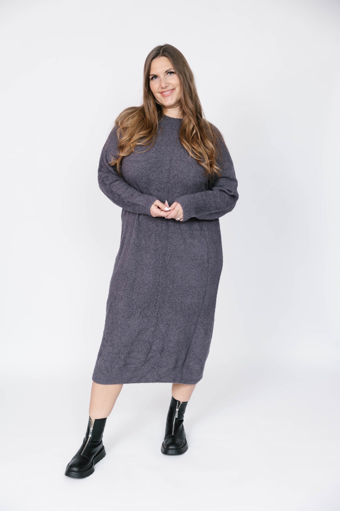 Soft Love Midi Dress in Cool Grey