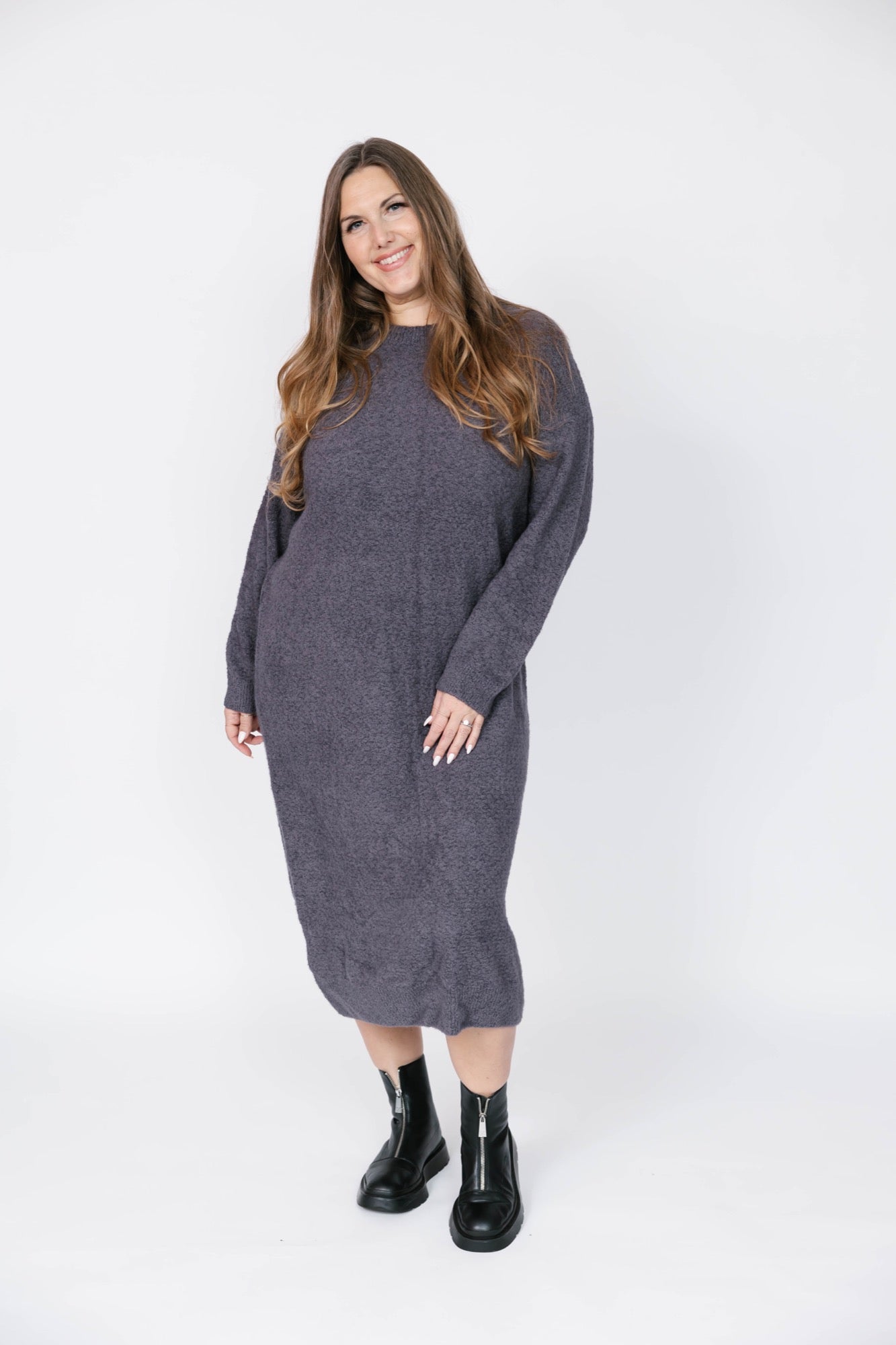 Soft Love Midi Dress in Cool Grey