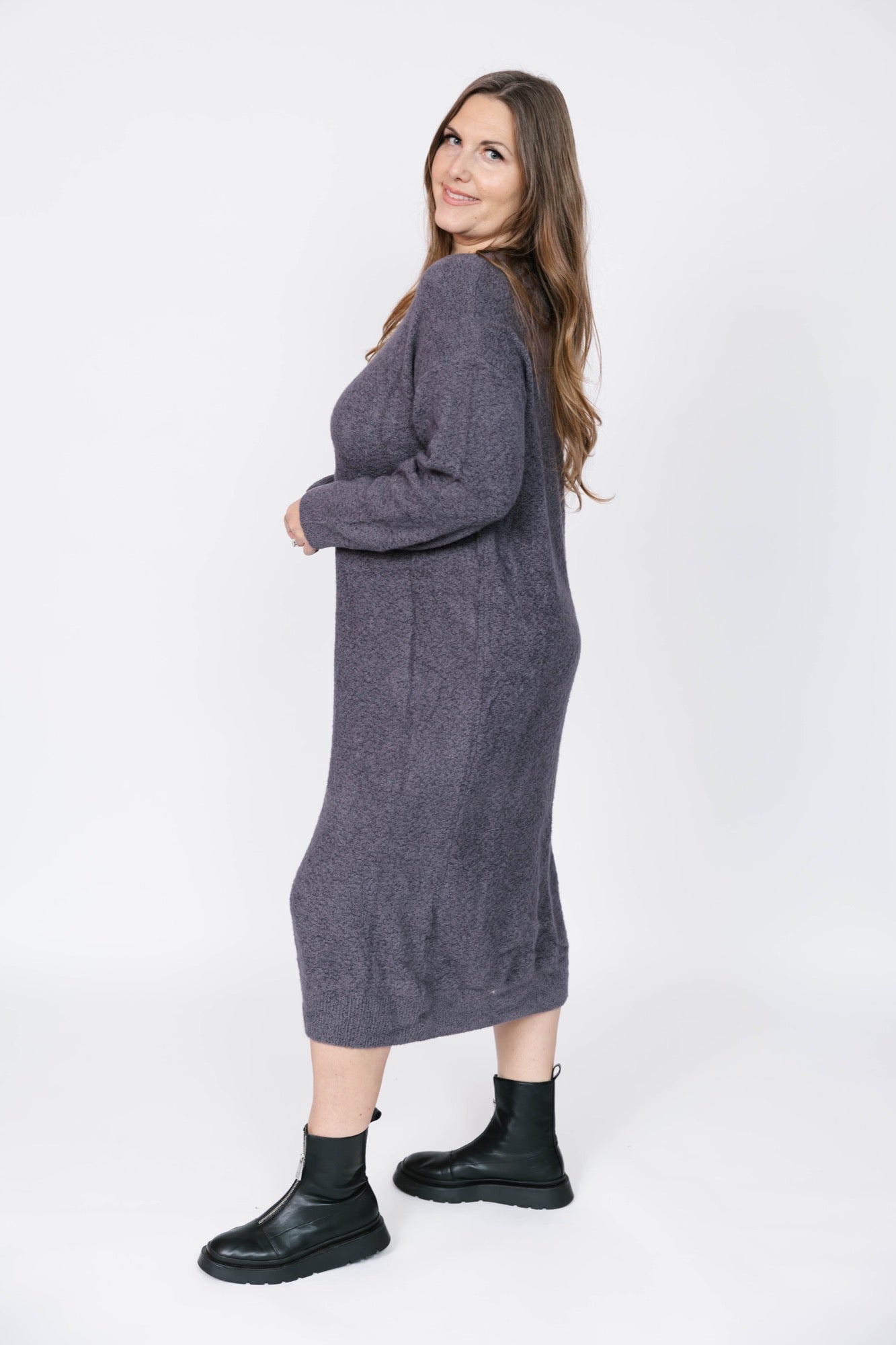 Soft Love Midi Dress in Cool Grey