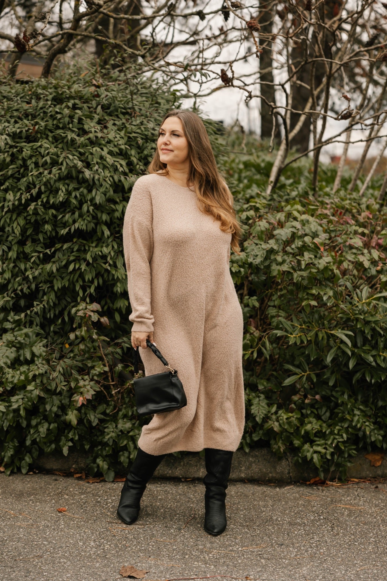 Soft Love Midi Dress in Light Brown