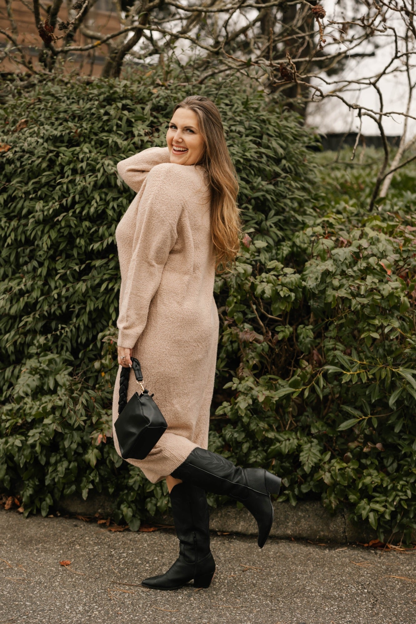 Soft Love Midi Dress in Light Brown