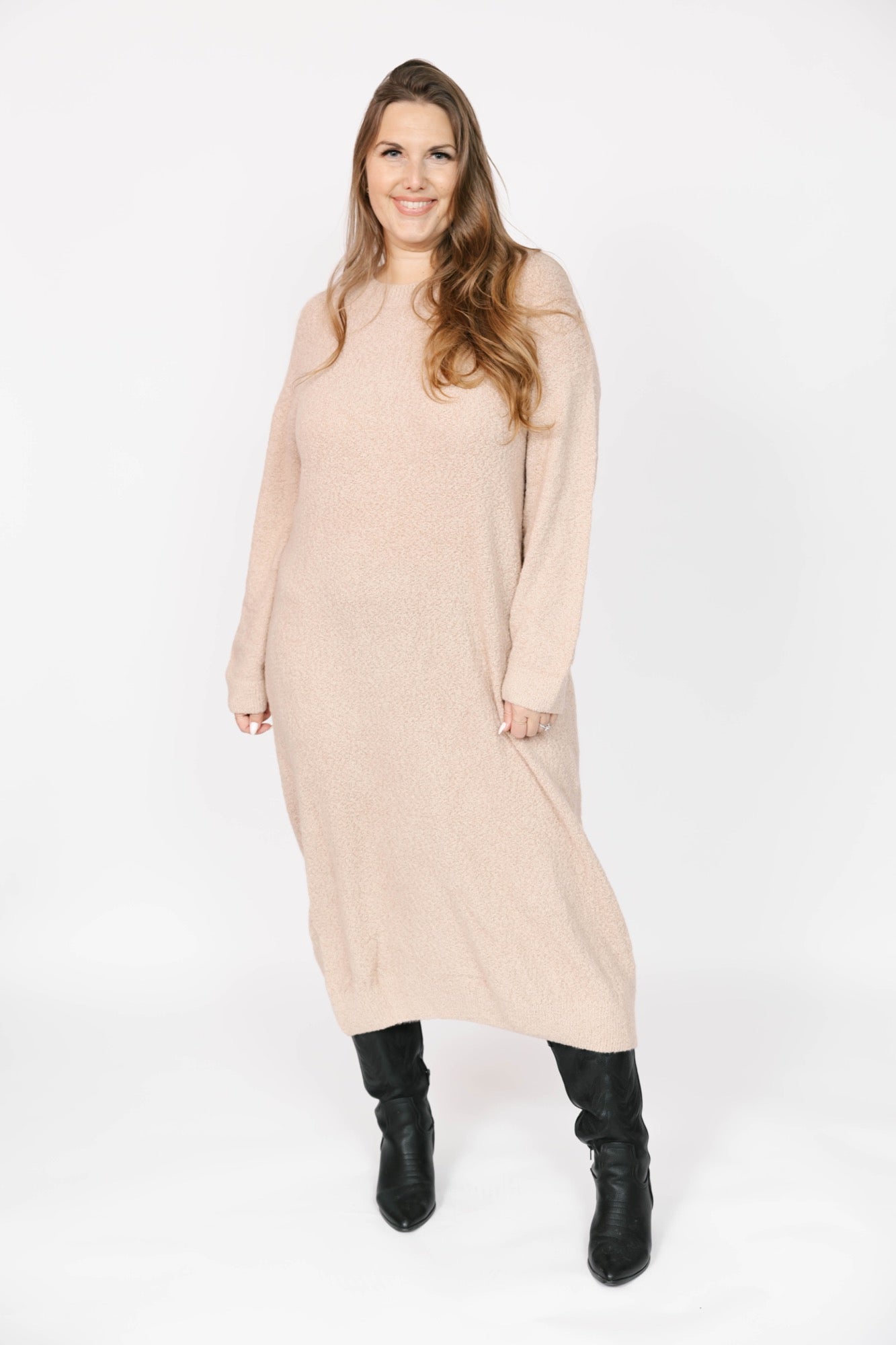 Soft Love Midi Dress in Light Brown