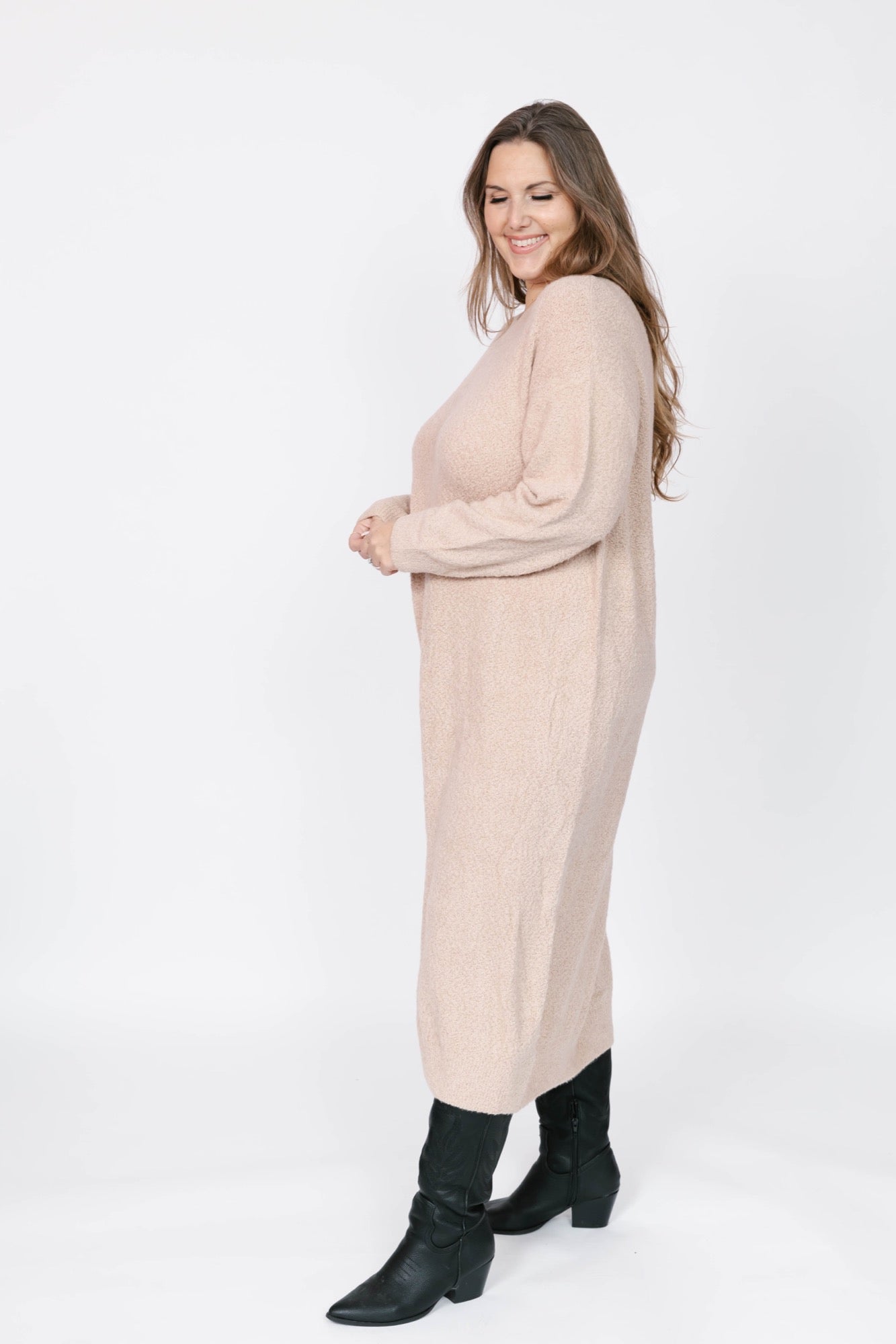 Soft Love Midi Dress in Light Brown