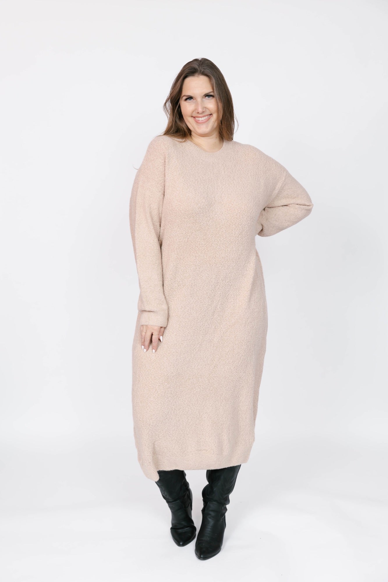 Soft Love Midi Dress in Light Brown