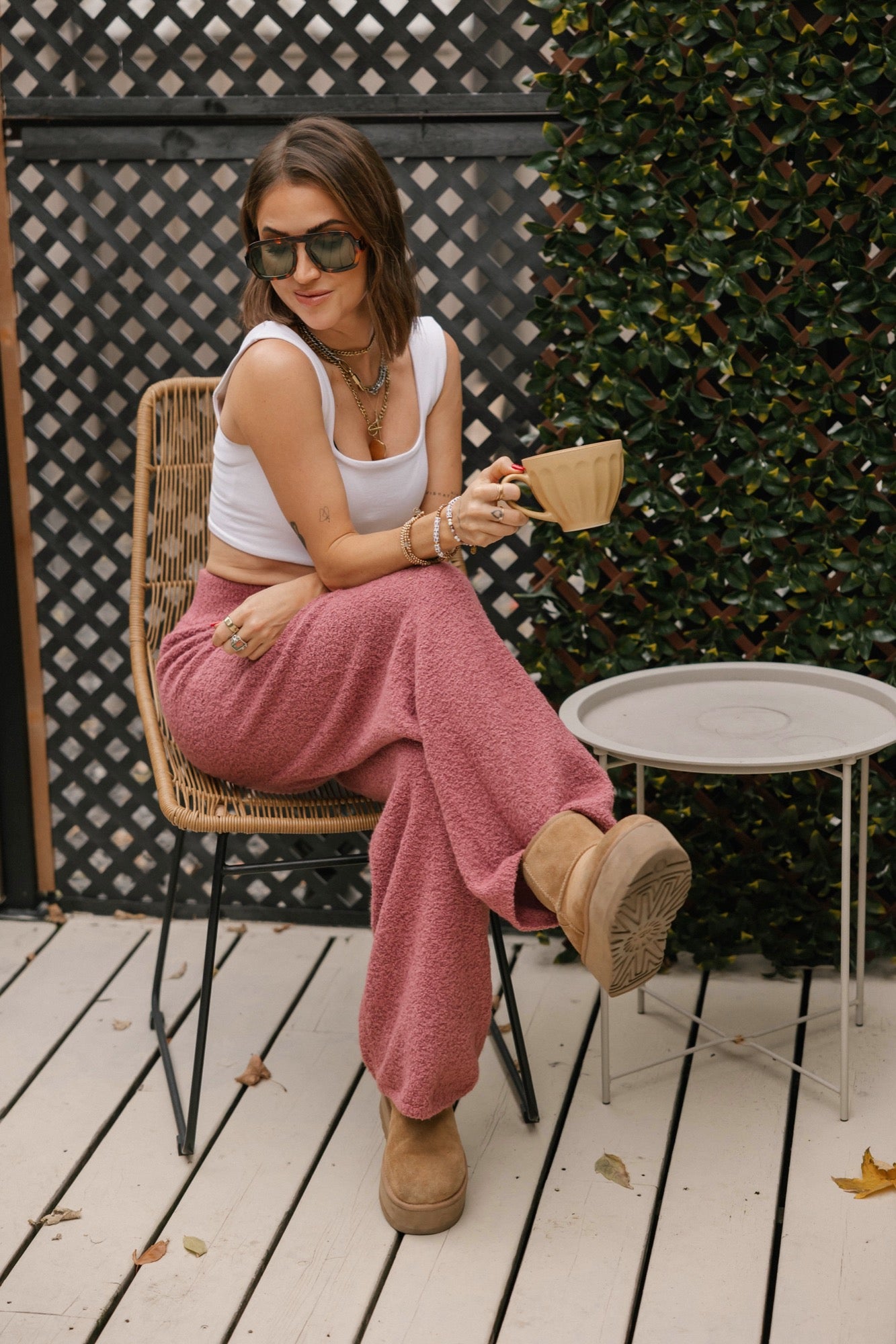 Soft Love Wide Leg Pant in Rose Brown