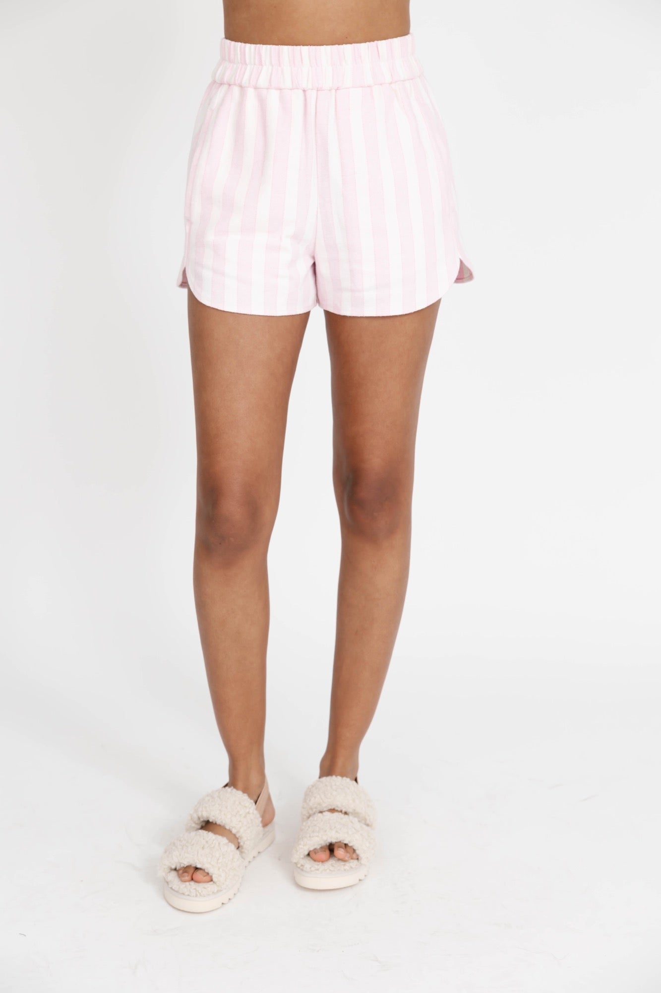 Kendall Sleep Short in Cream/Pink Stripe