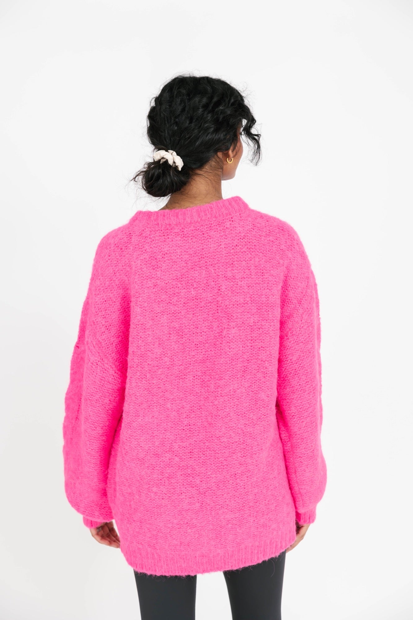 Stella Long Sweater in Hot Fuchsia