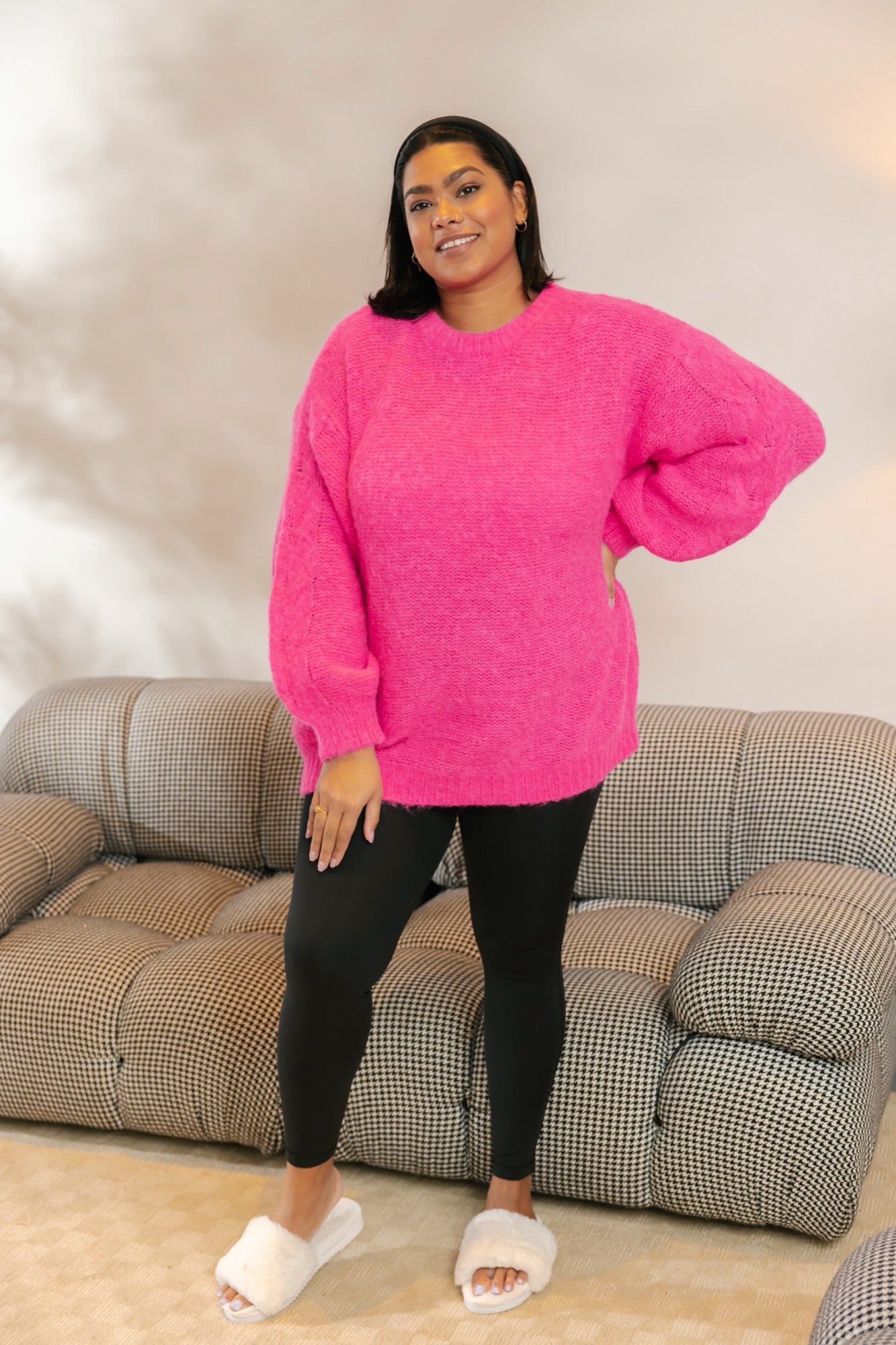 Stella Long Sweater in Hot Fuchsia