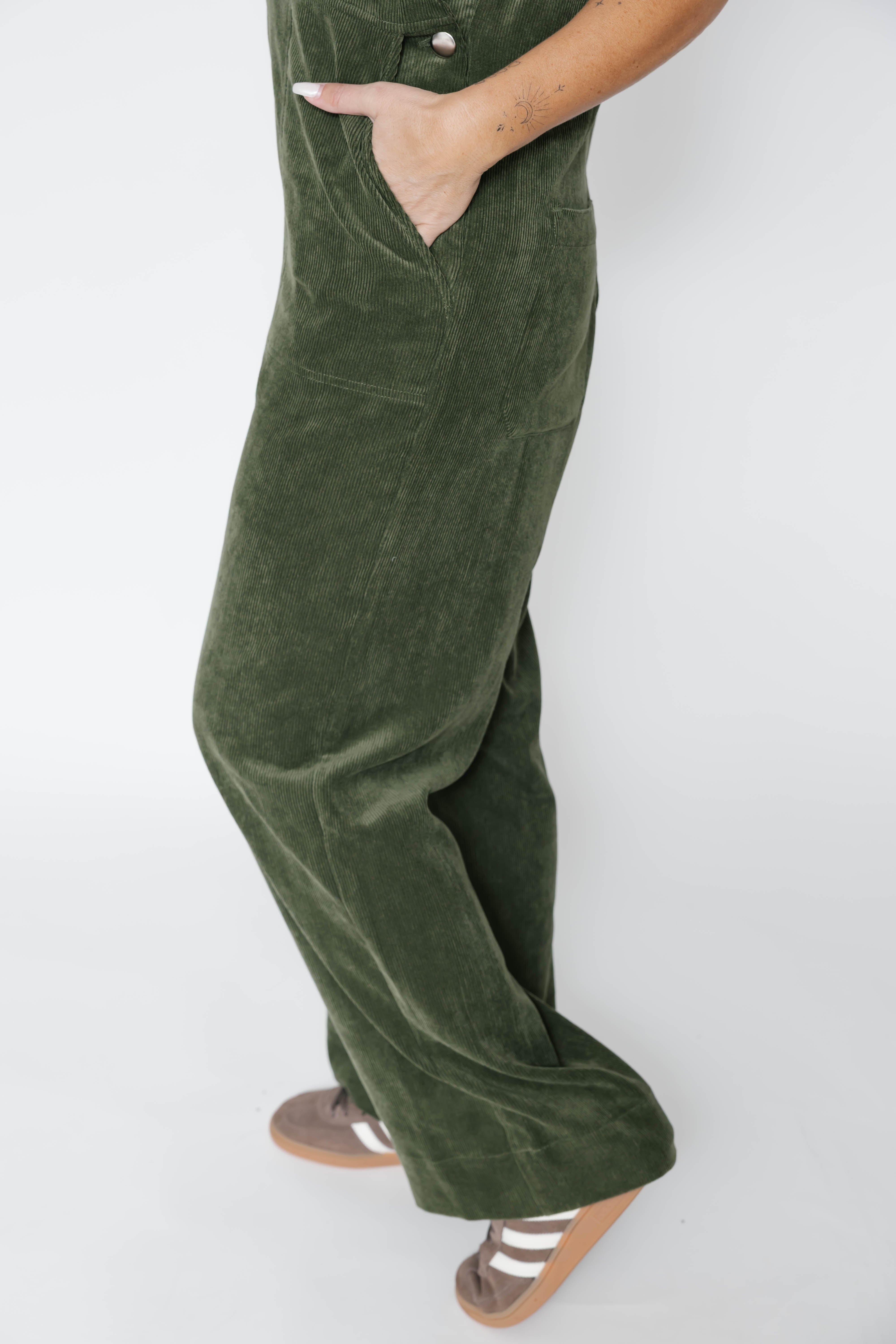 Stevie Cord Overall in Hunter Green
