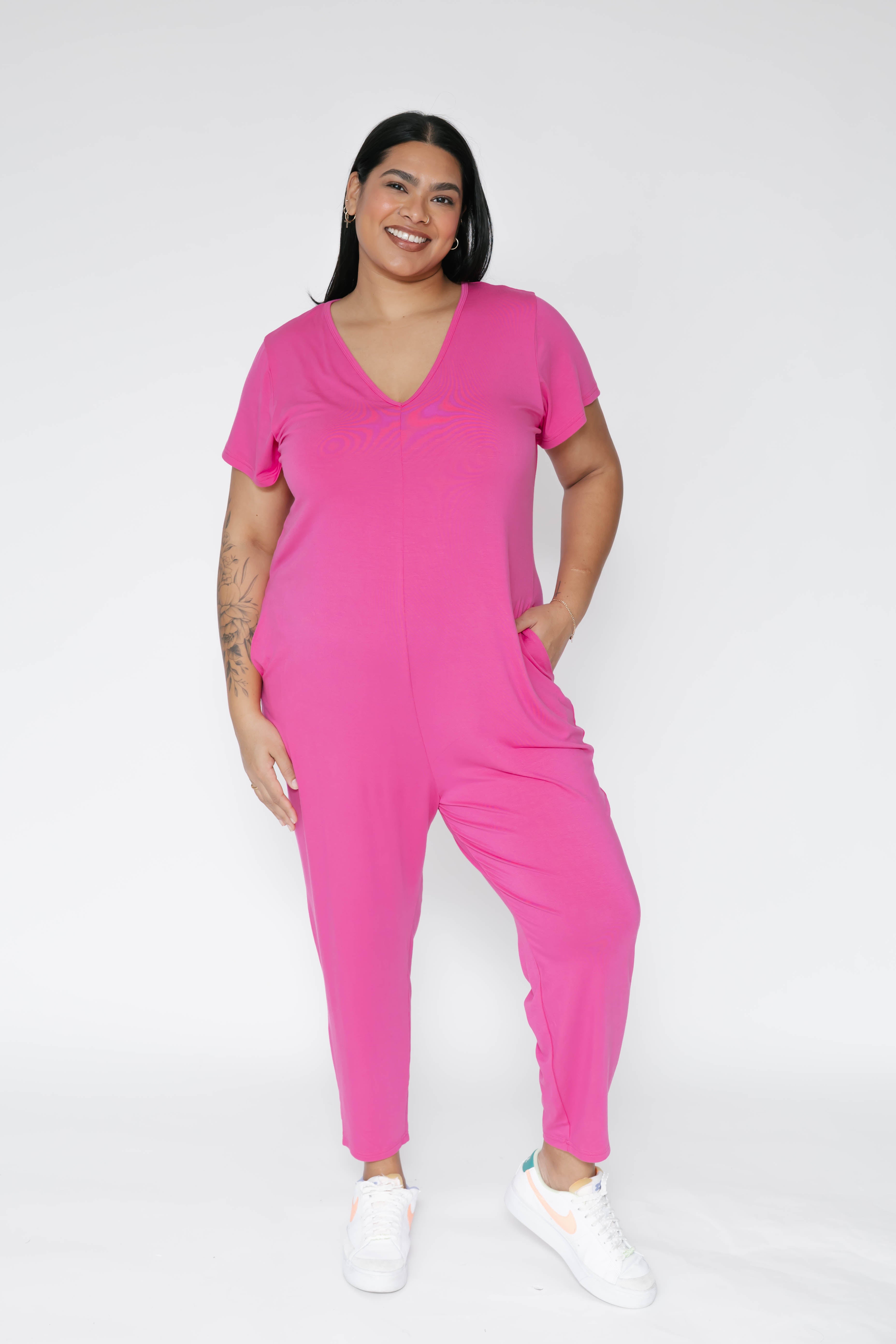 Sunday Romper in Fuschia