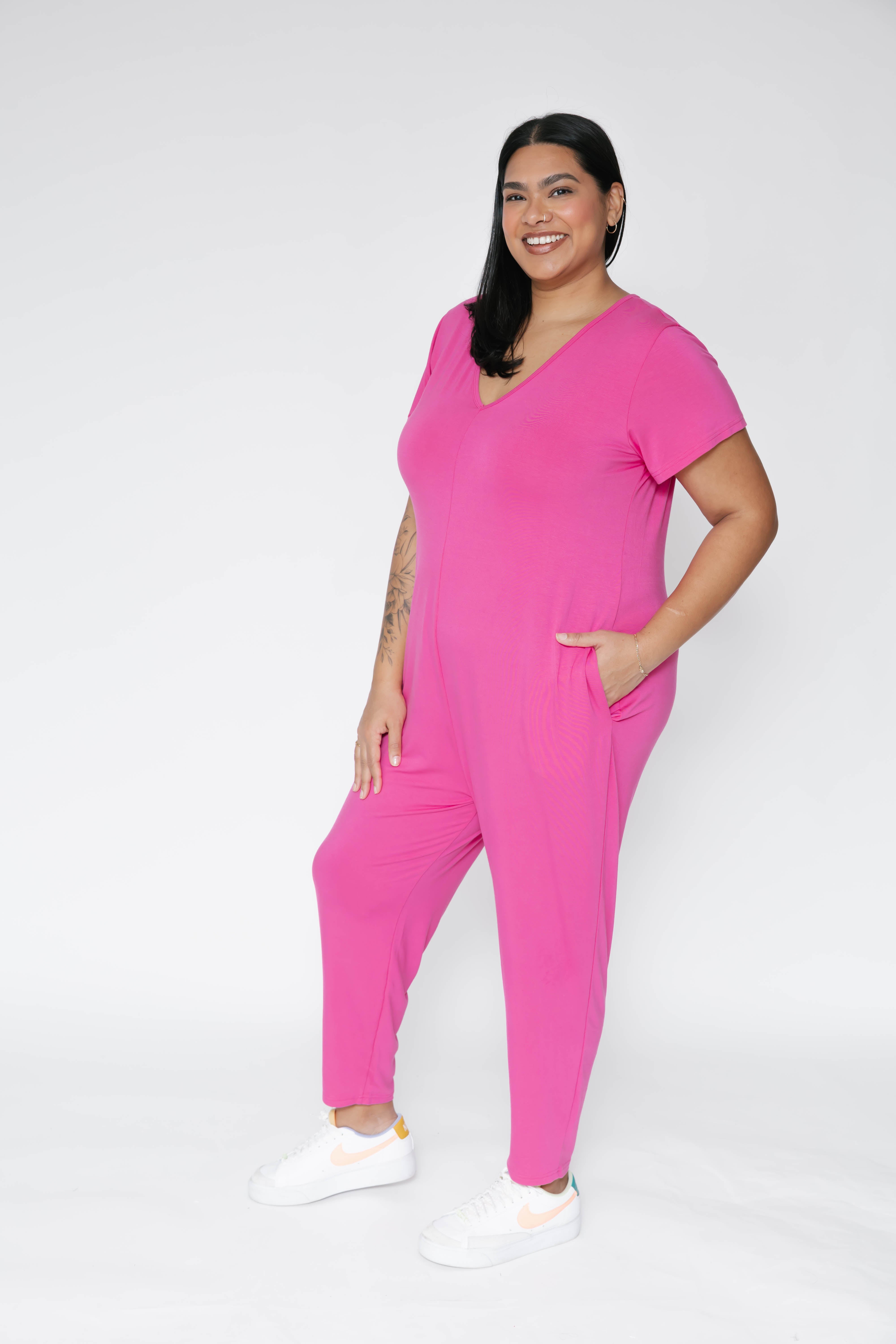 Sunday Romper in Fuschia