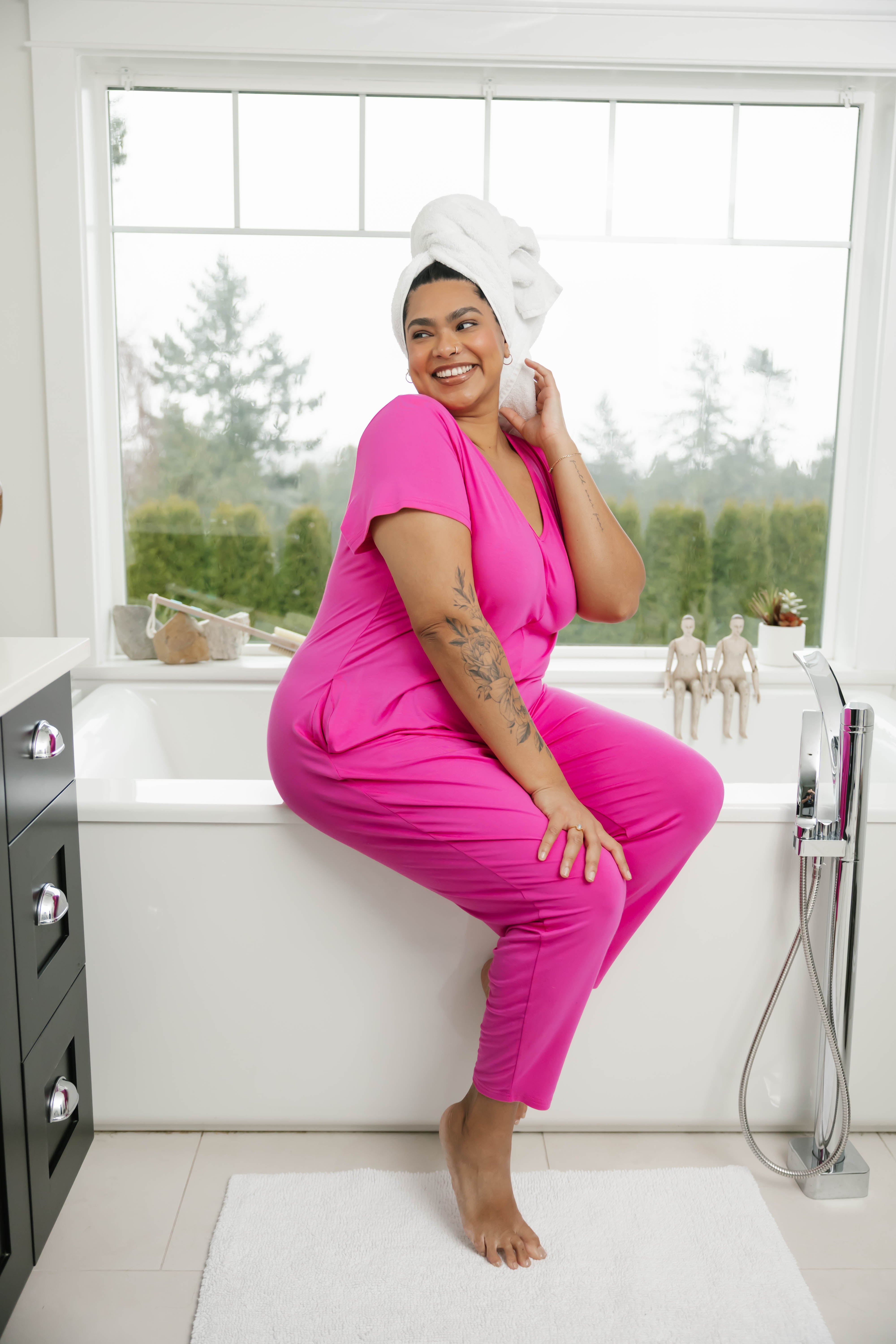 Sunday Romper in Fuschia