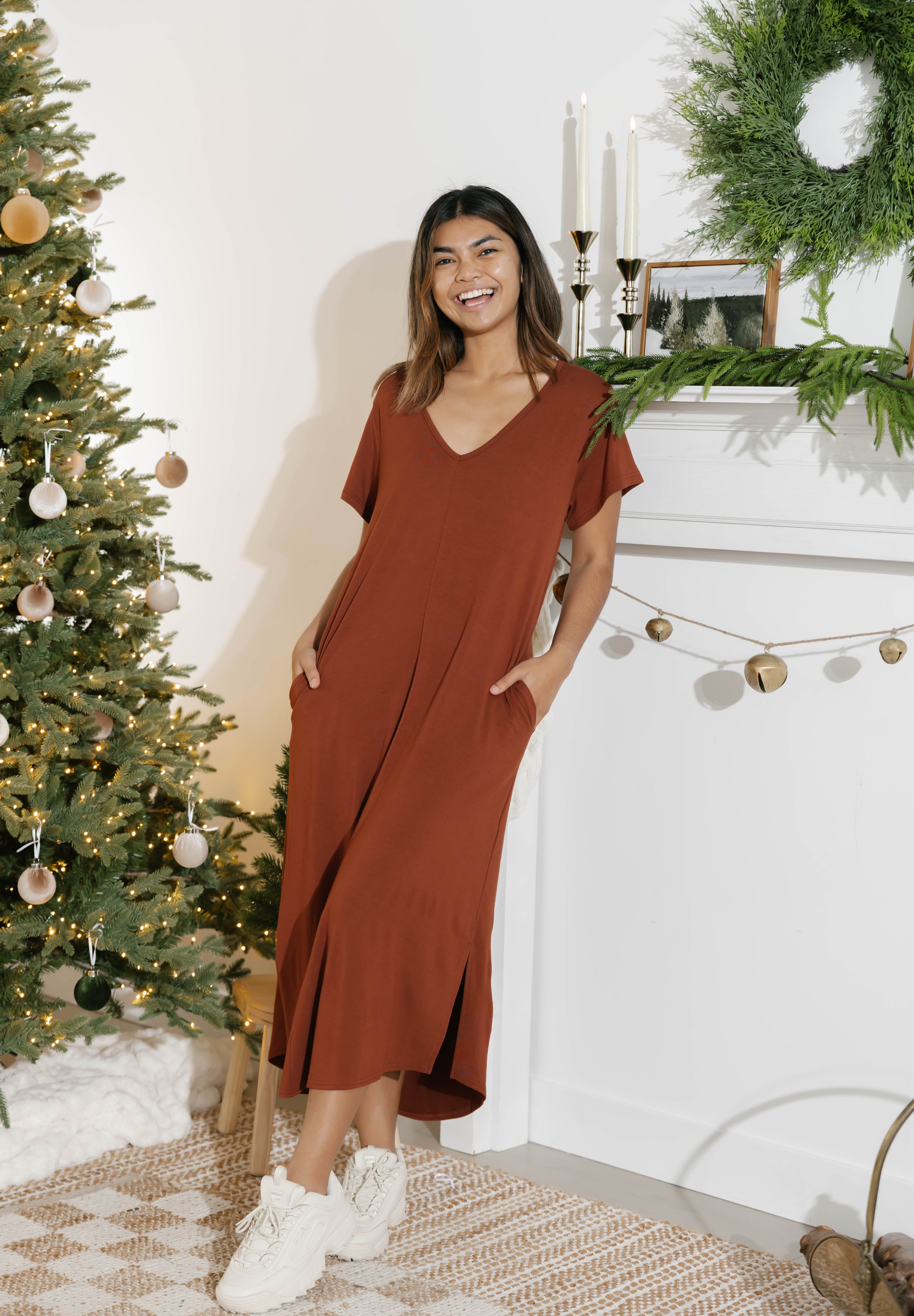 Sunday Midi Dress in Chestnut