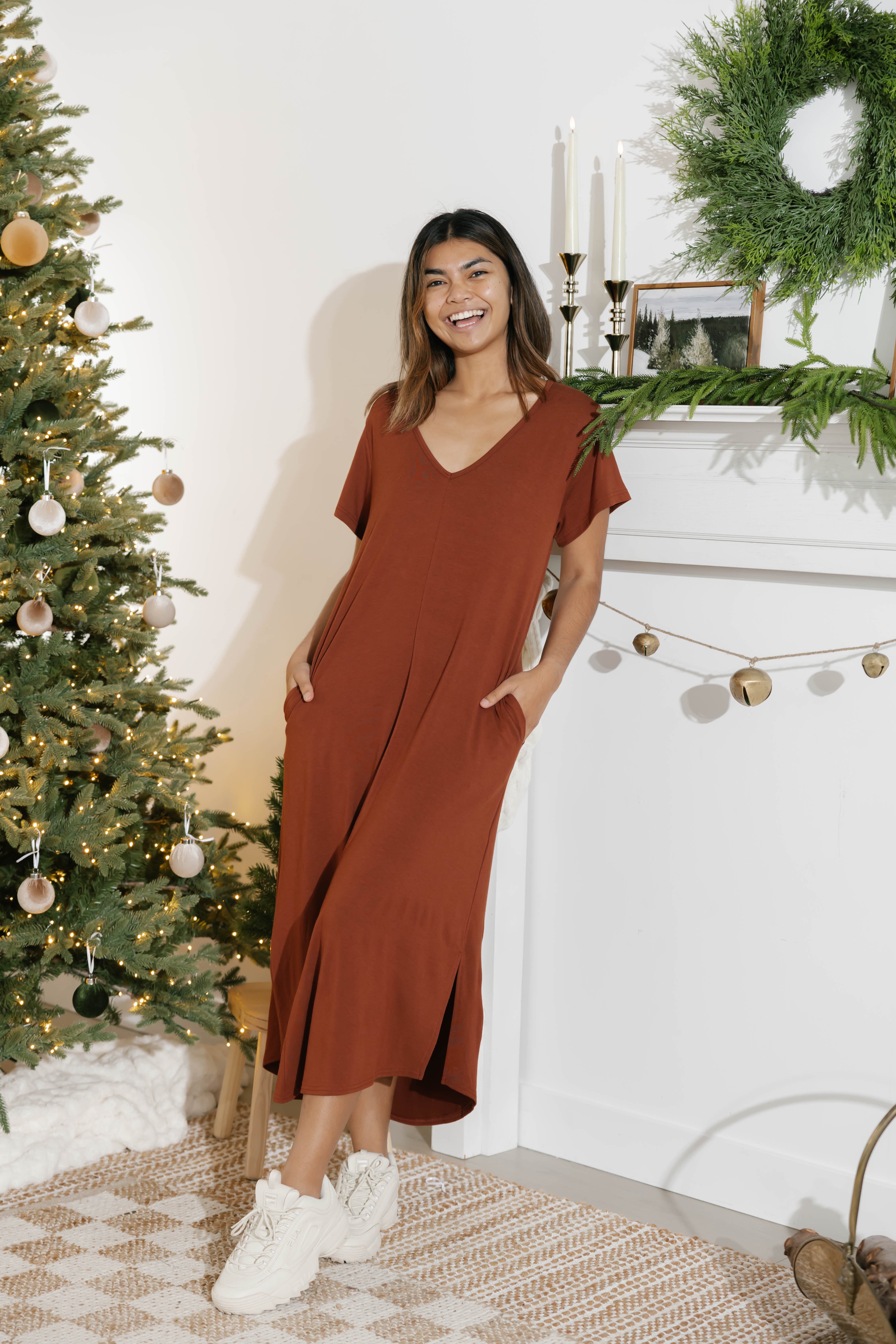Sunday Midi Dress in Chestnut