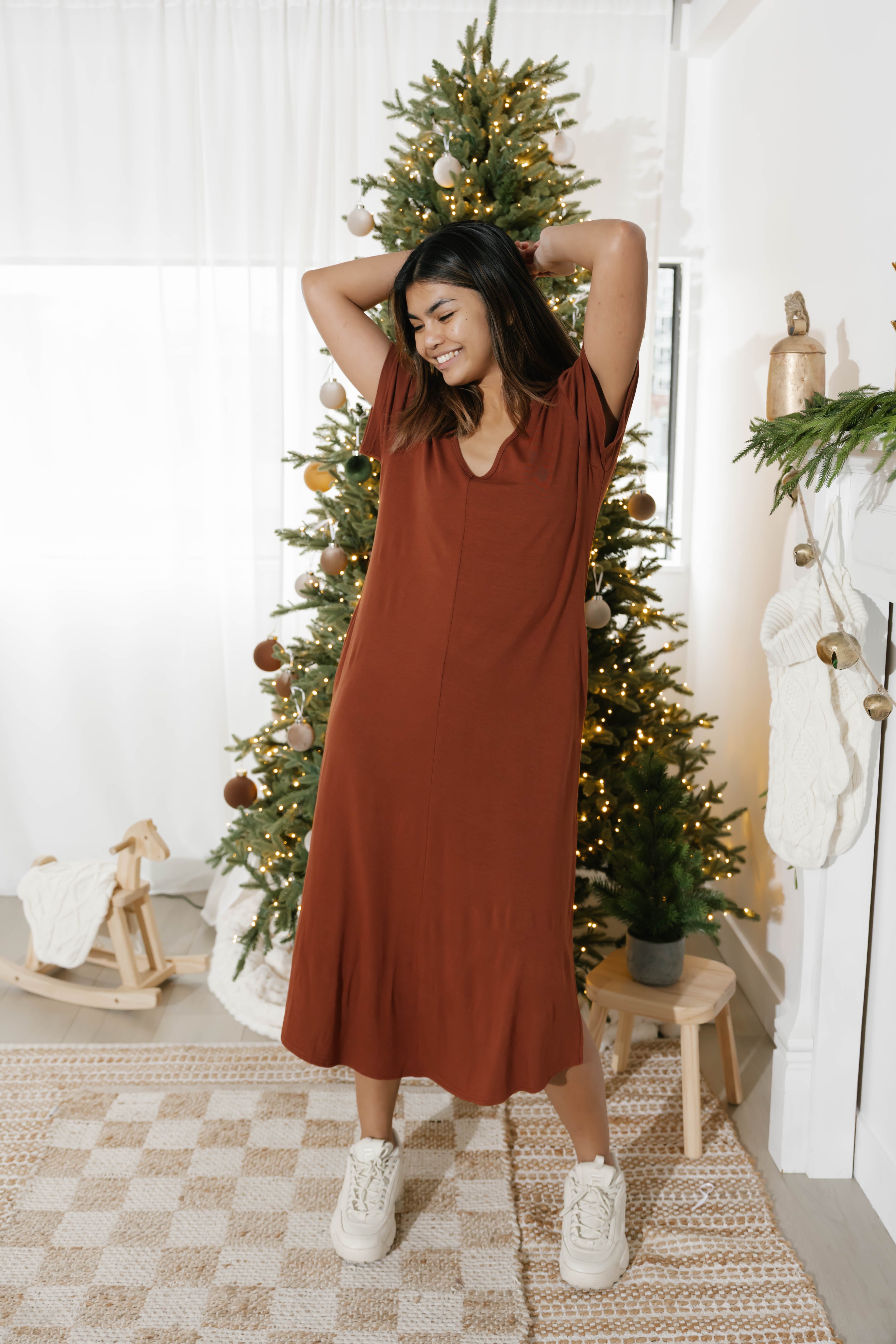 Sunday Midi Dress in Chestnut