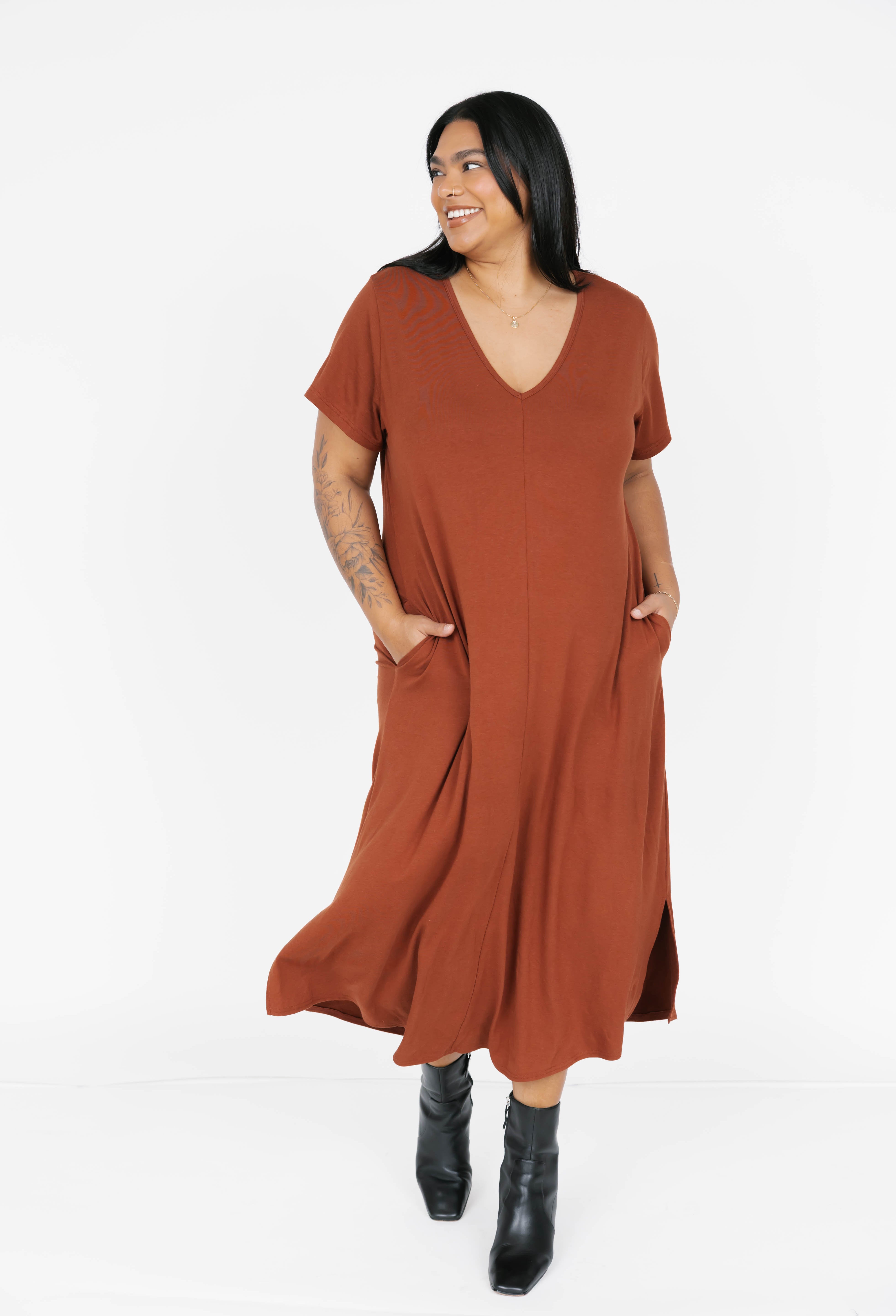 Sunday Midi Dress in Chestnut