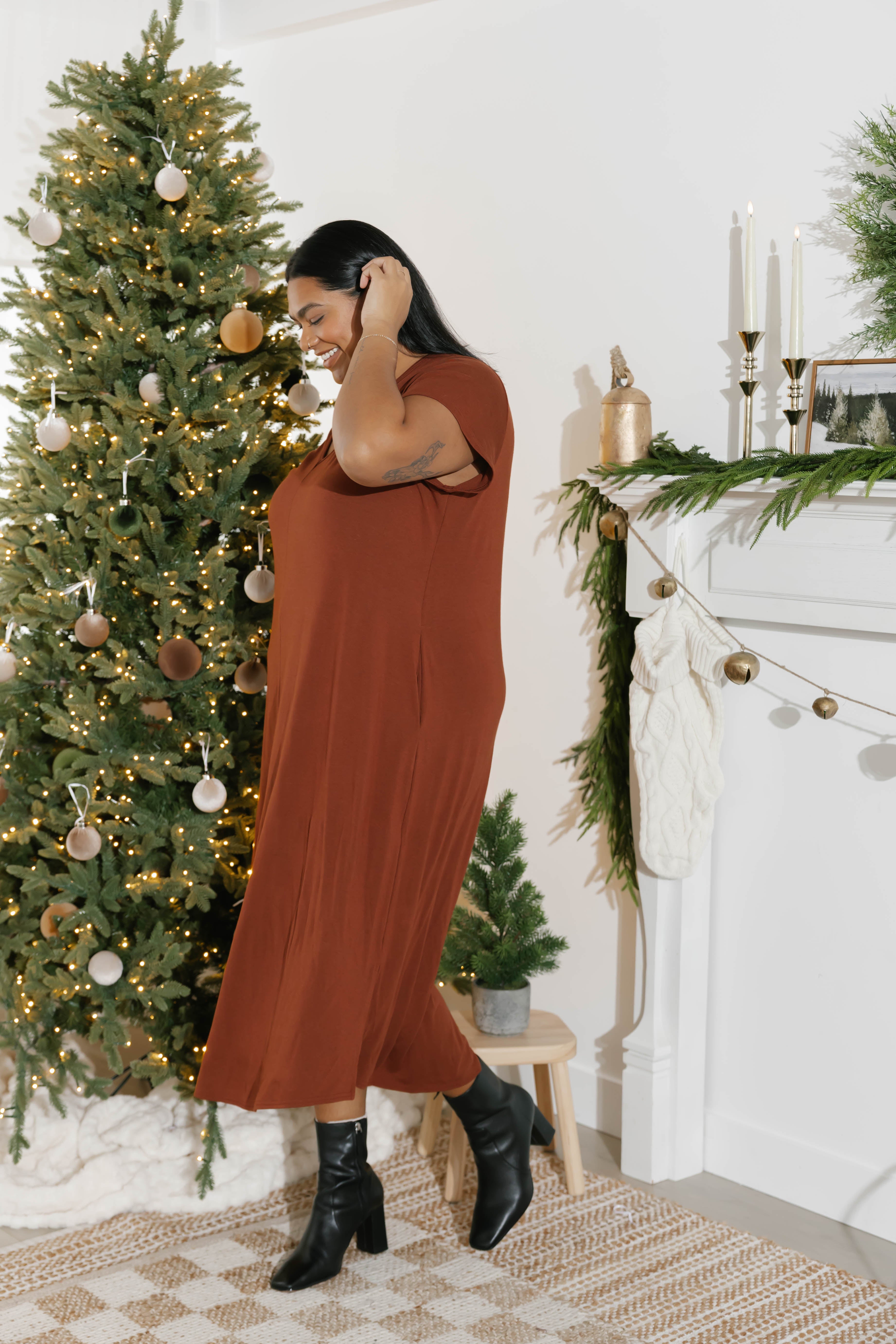 Sunday Midi Dress in Chestnut