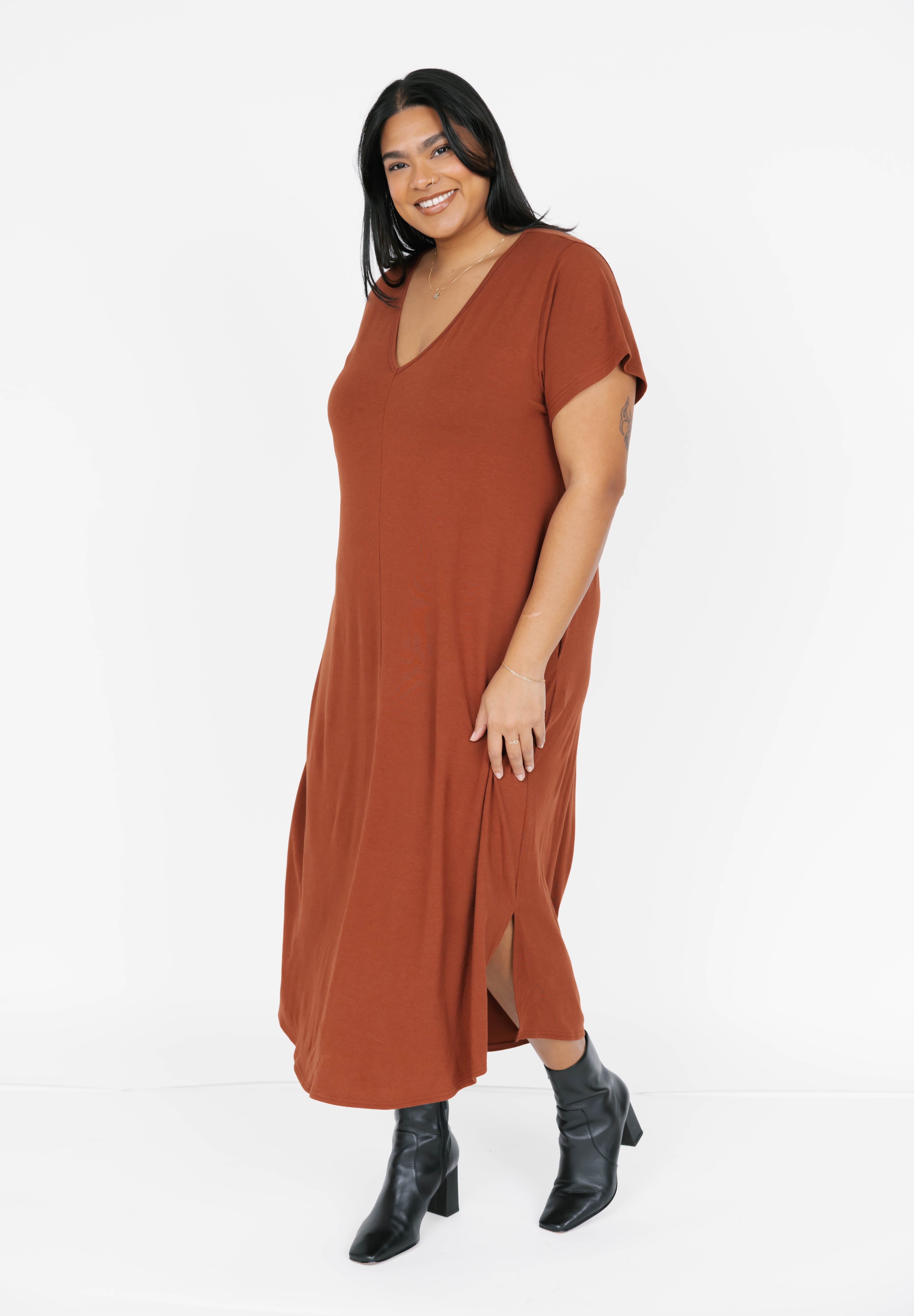 Sunday Midi Dress in Chestnut