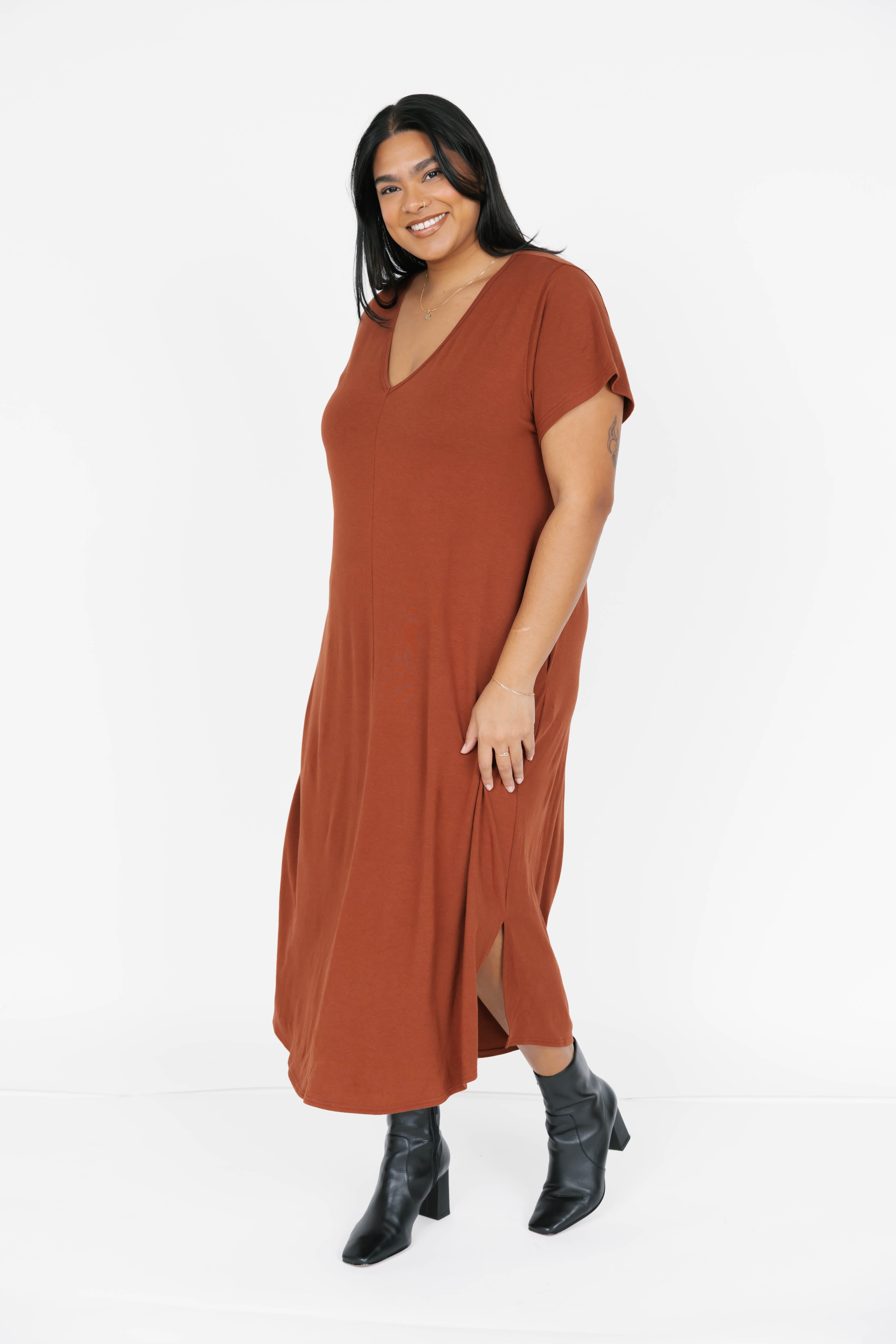 Sunday Midi Dress in Chestnut