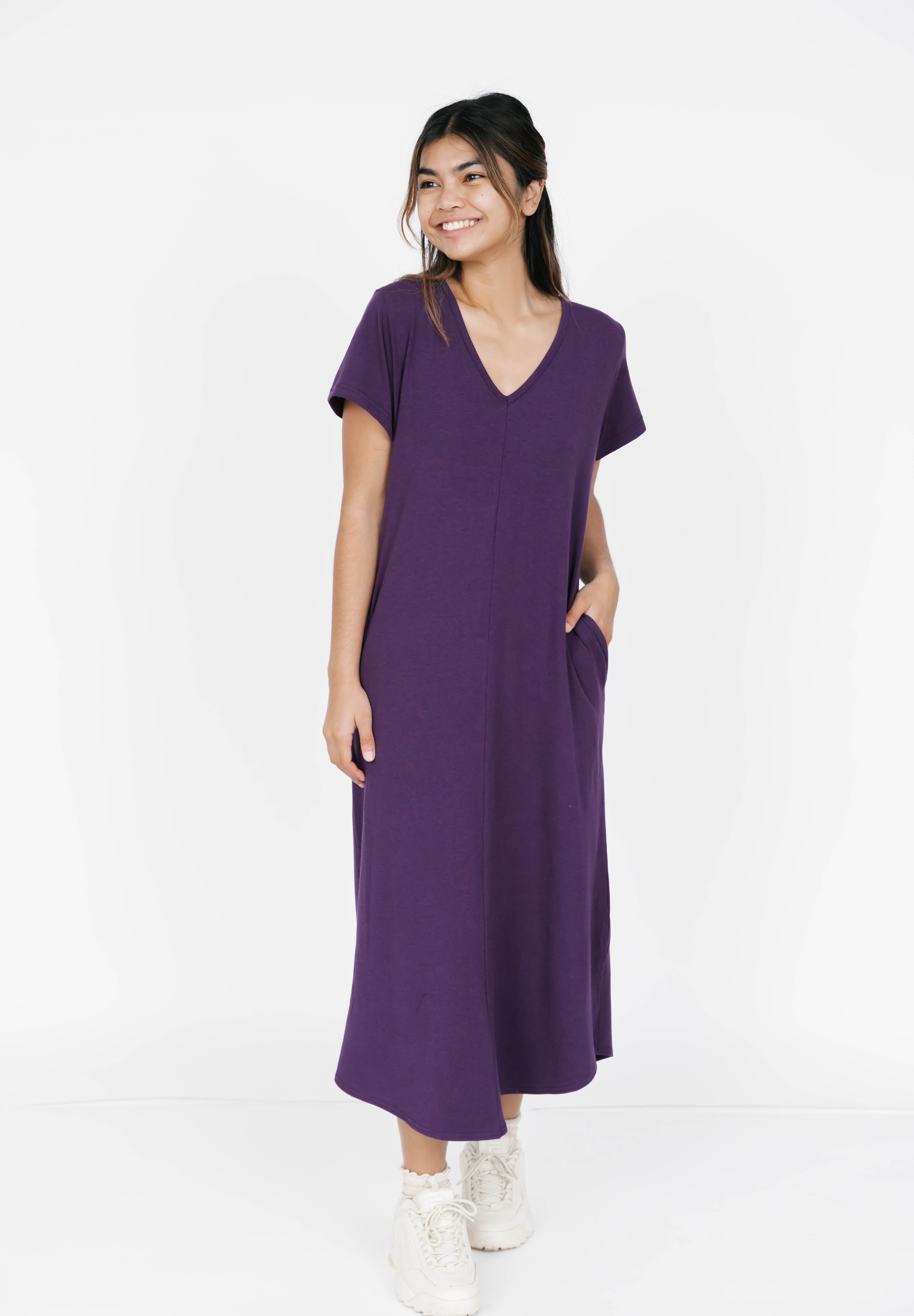 Sunday Midi Dress in Plum