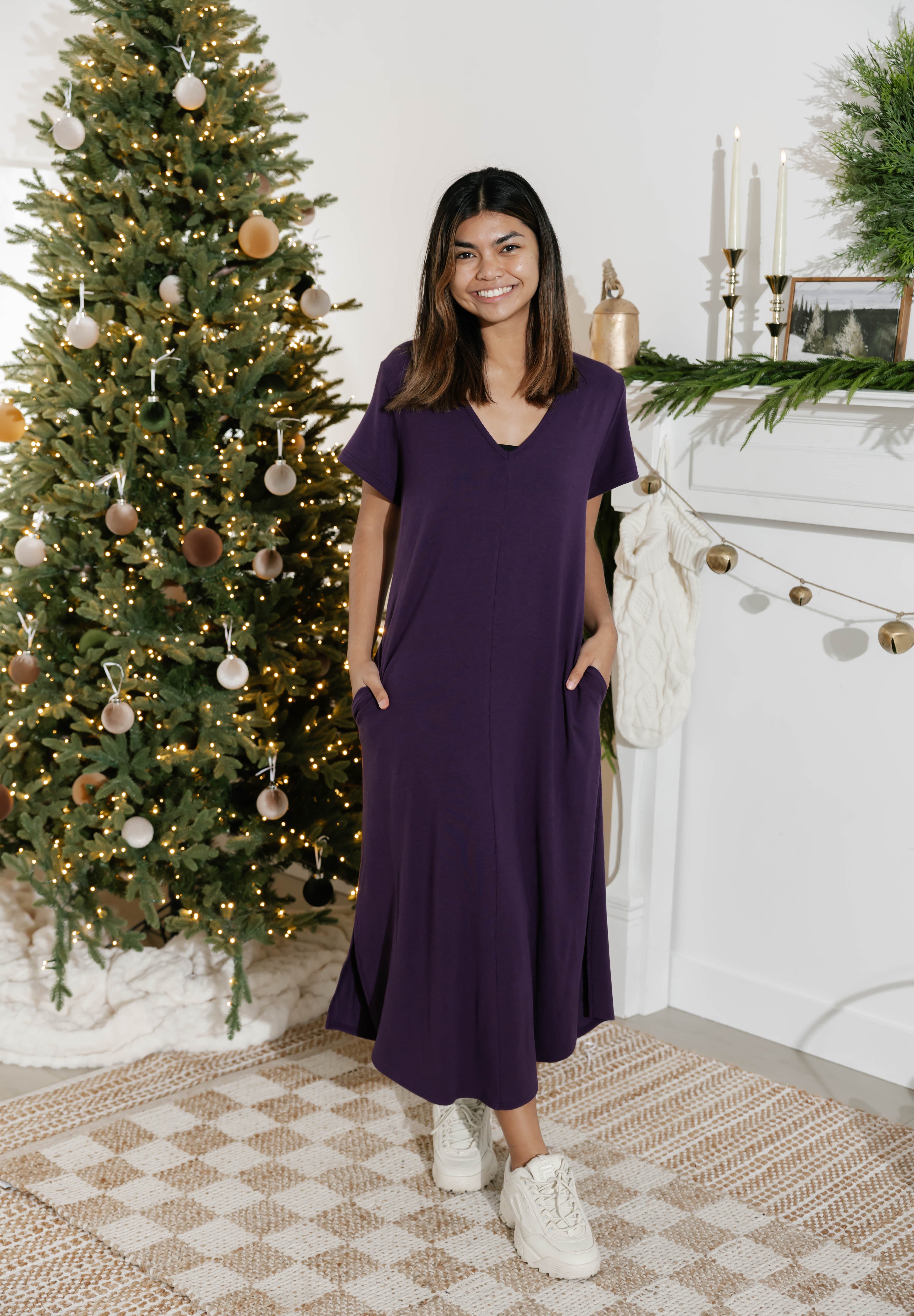 Sunday Midi Dress in Plum